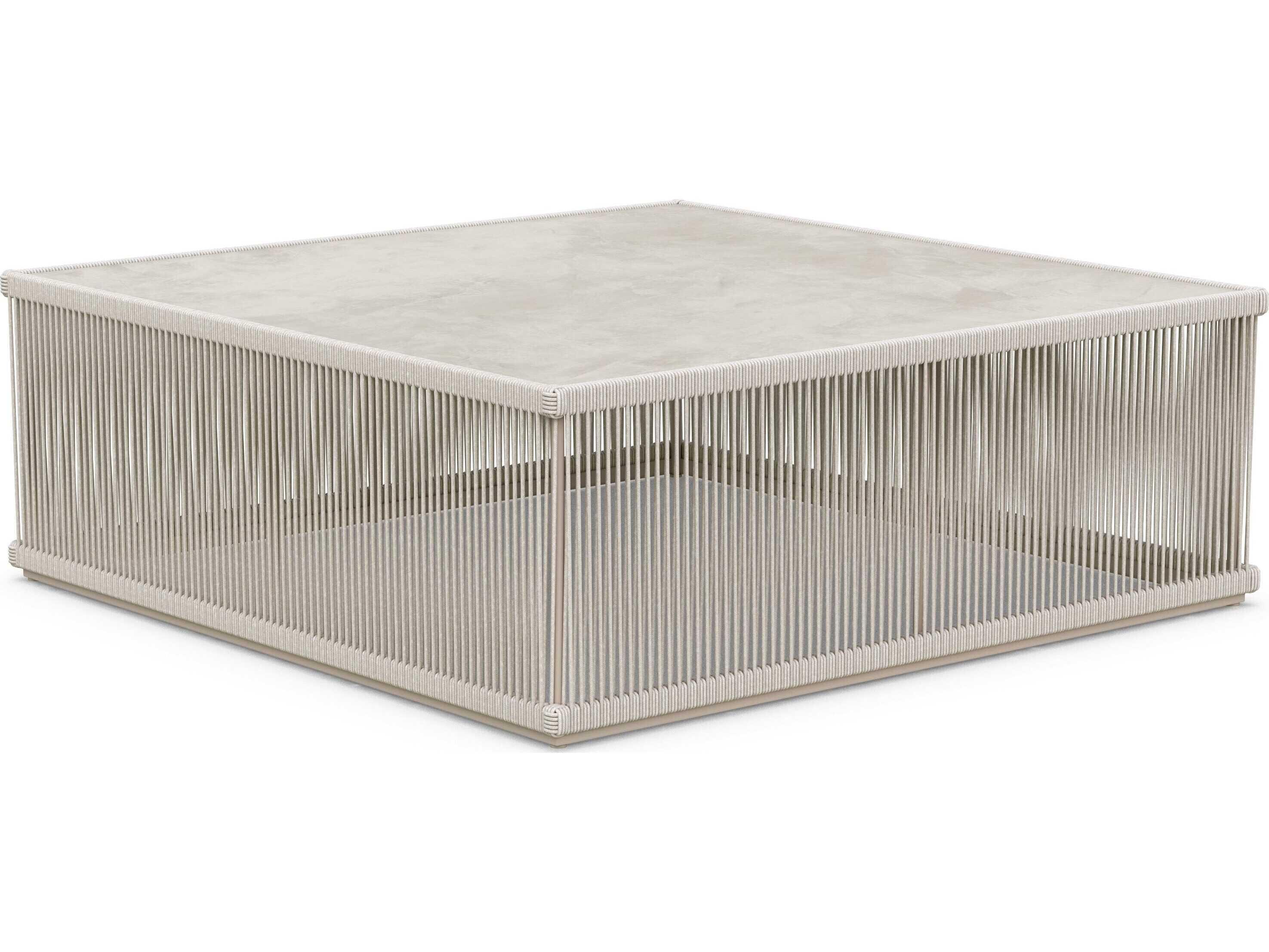 Azzurro Living Malta Birch All-weathertextelene Rope Square Coffee Table