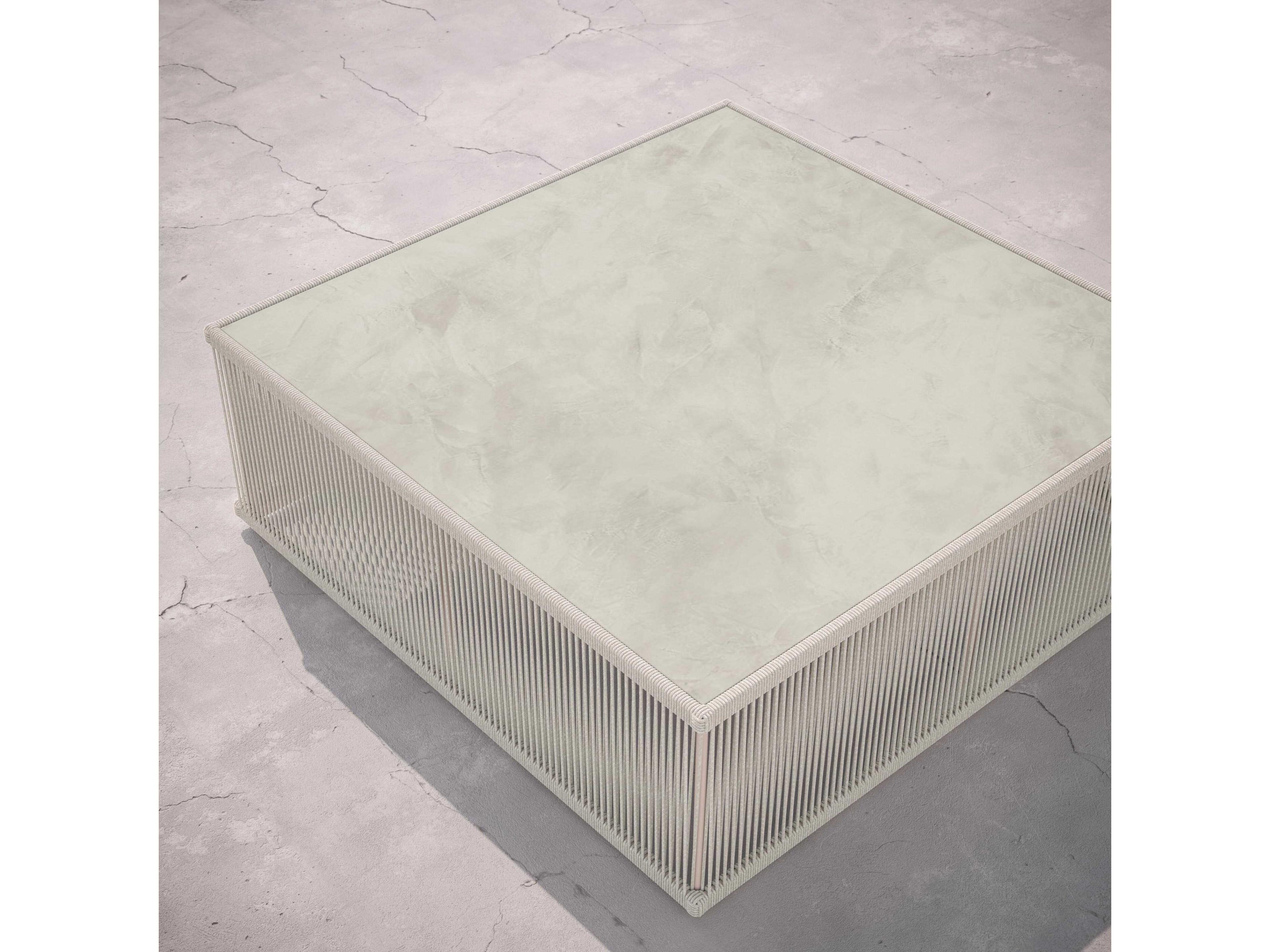 Azzurro Living Malta Birch All-weathertextelene Rope Square Coffee Table