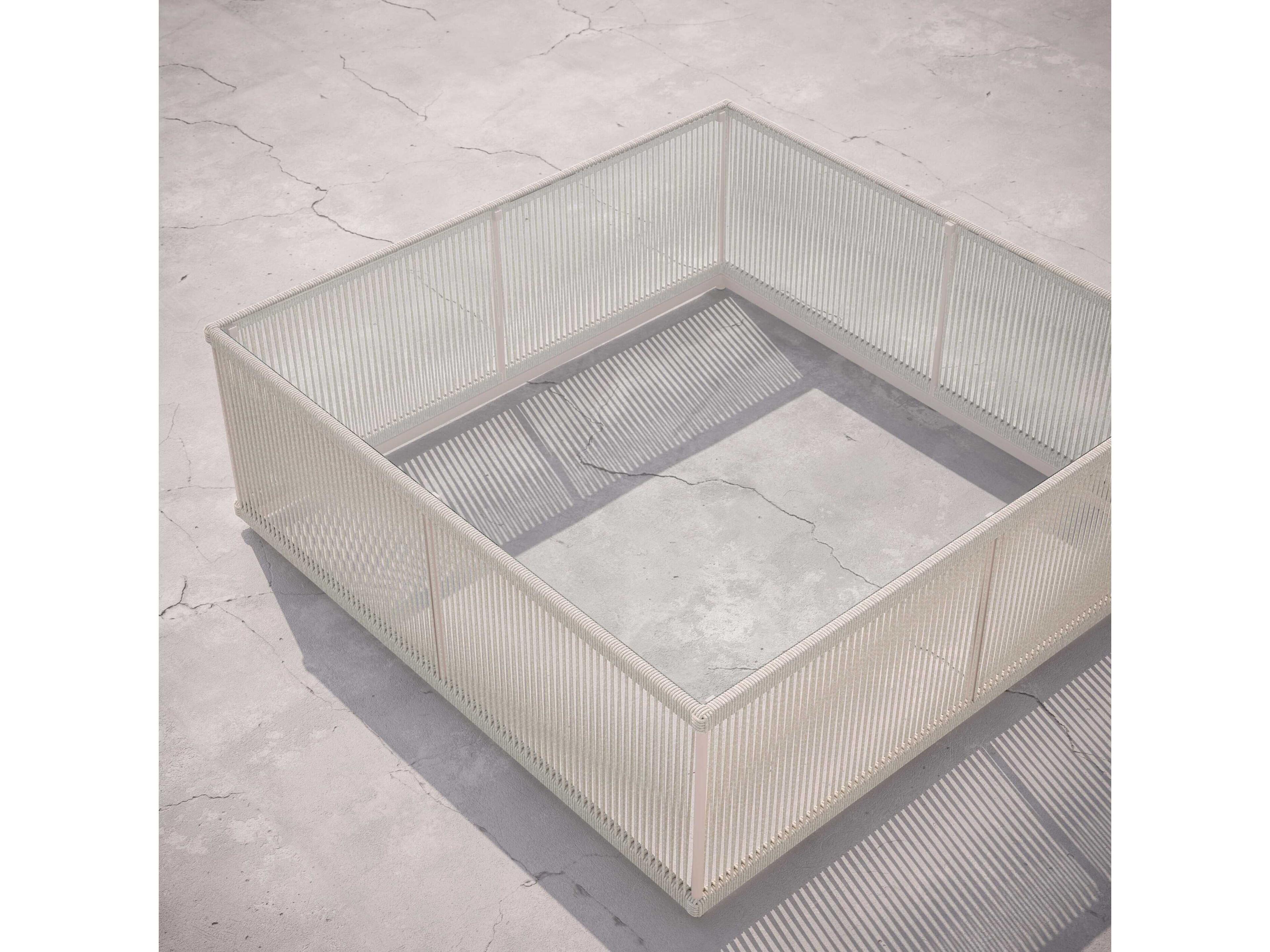 Azzurro Living Malta Birch All-weathertextelene Rope Square Coffee Table