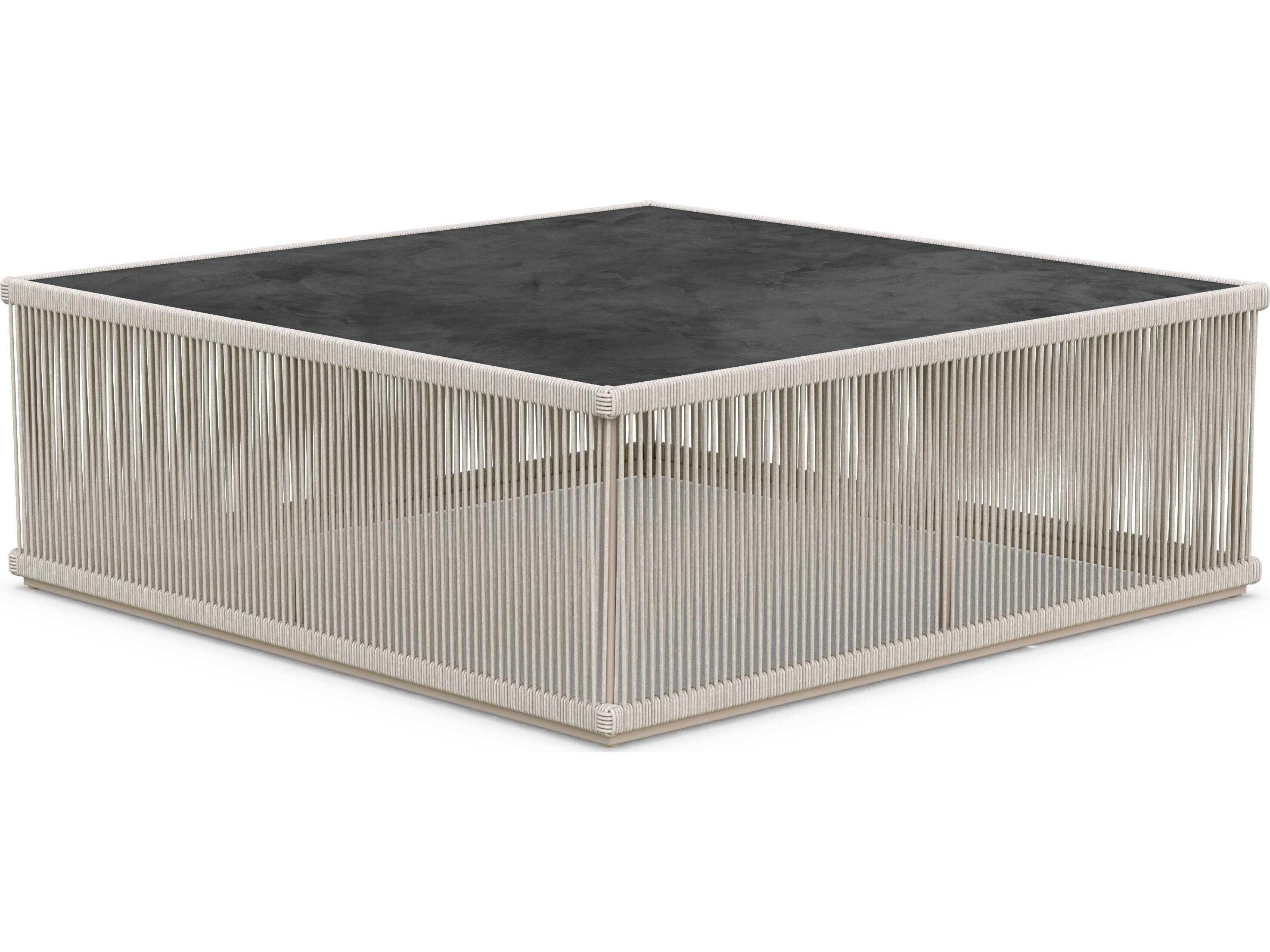 Azzurro Living Malta Birch All-weathertextelene Rope Square Coffee Table