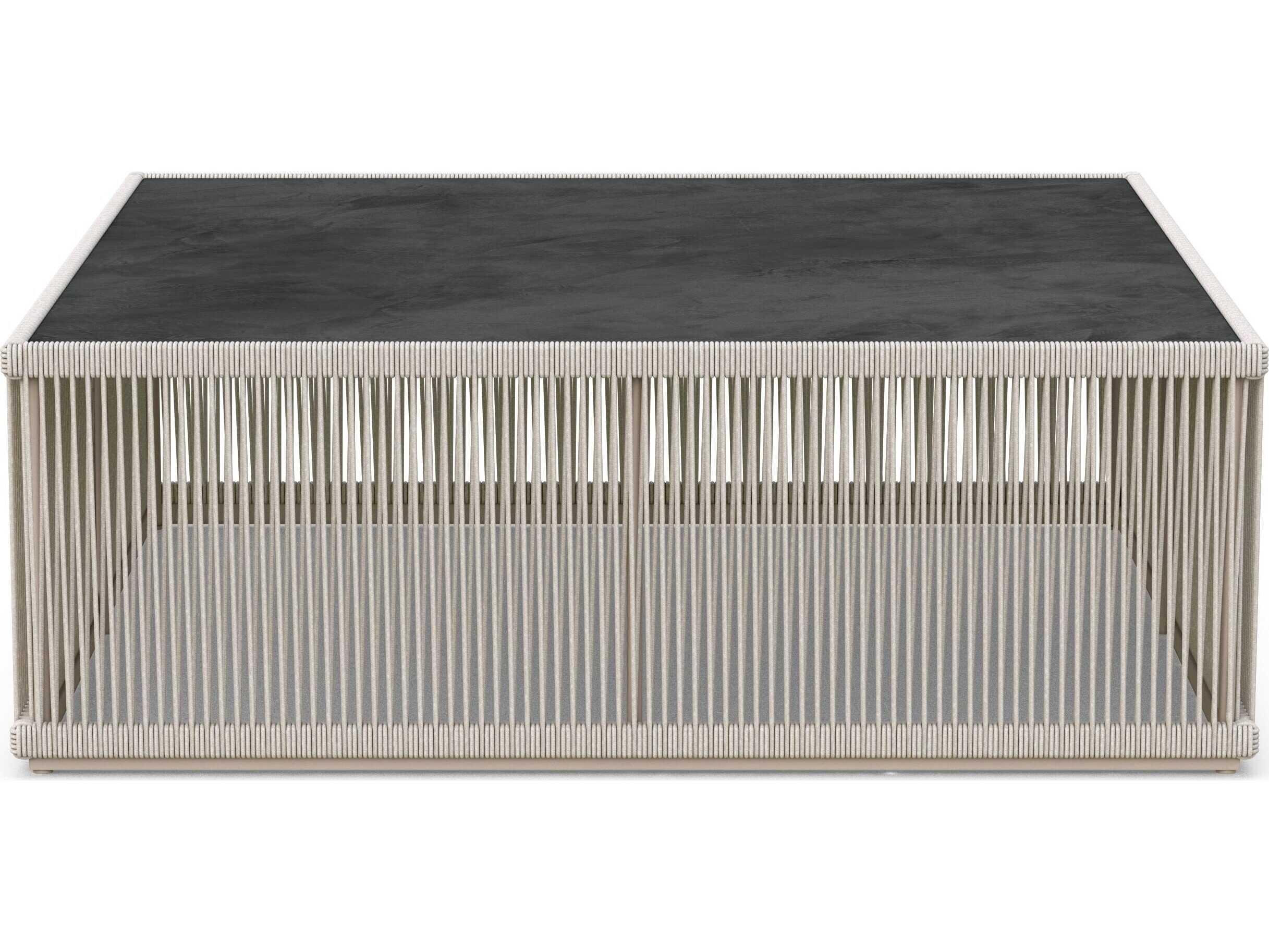 Azzurro Living Malta Birch All-weathertextelene Rope Square Coffee Table