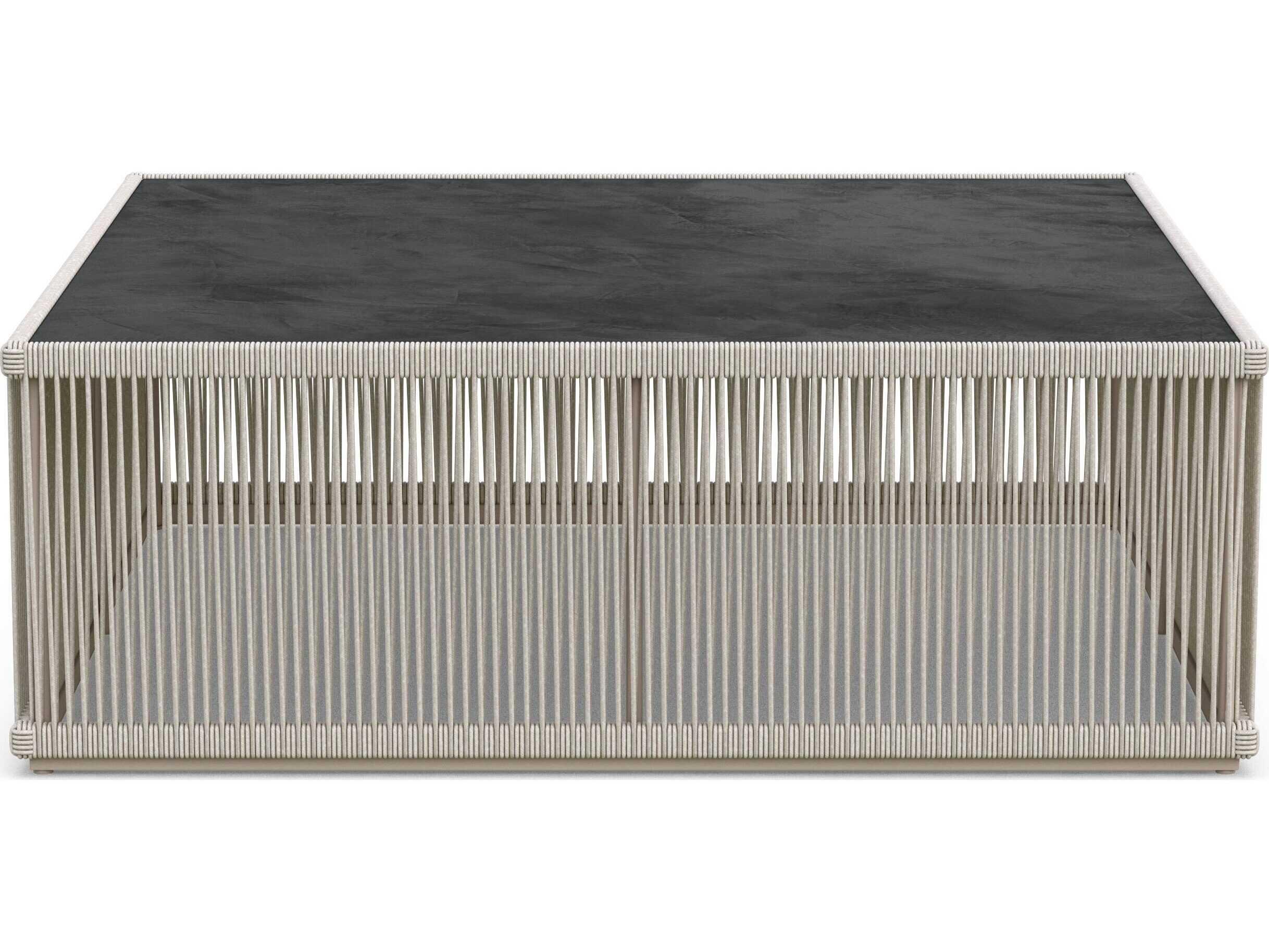 Azzurro Living Malta Birch All-weathertextelene Rope Square Coffee Table