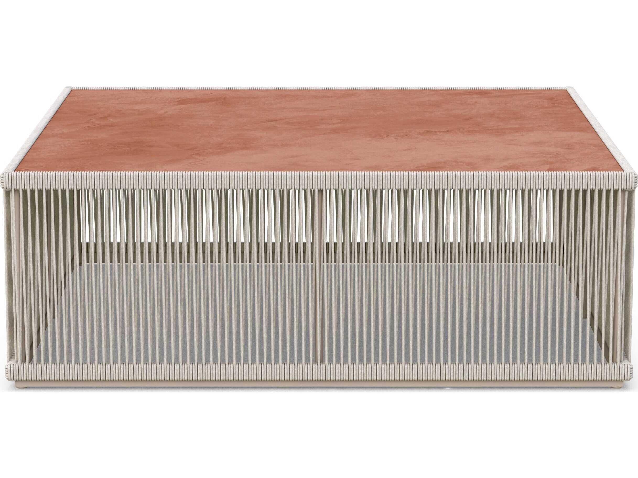 Azzurro Living Malta Birch All-weathertextelene Rope Square Coffee Table