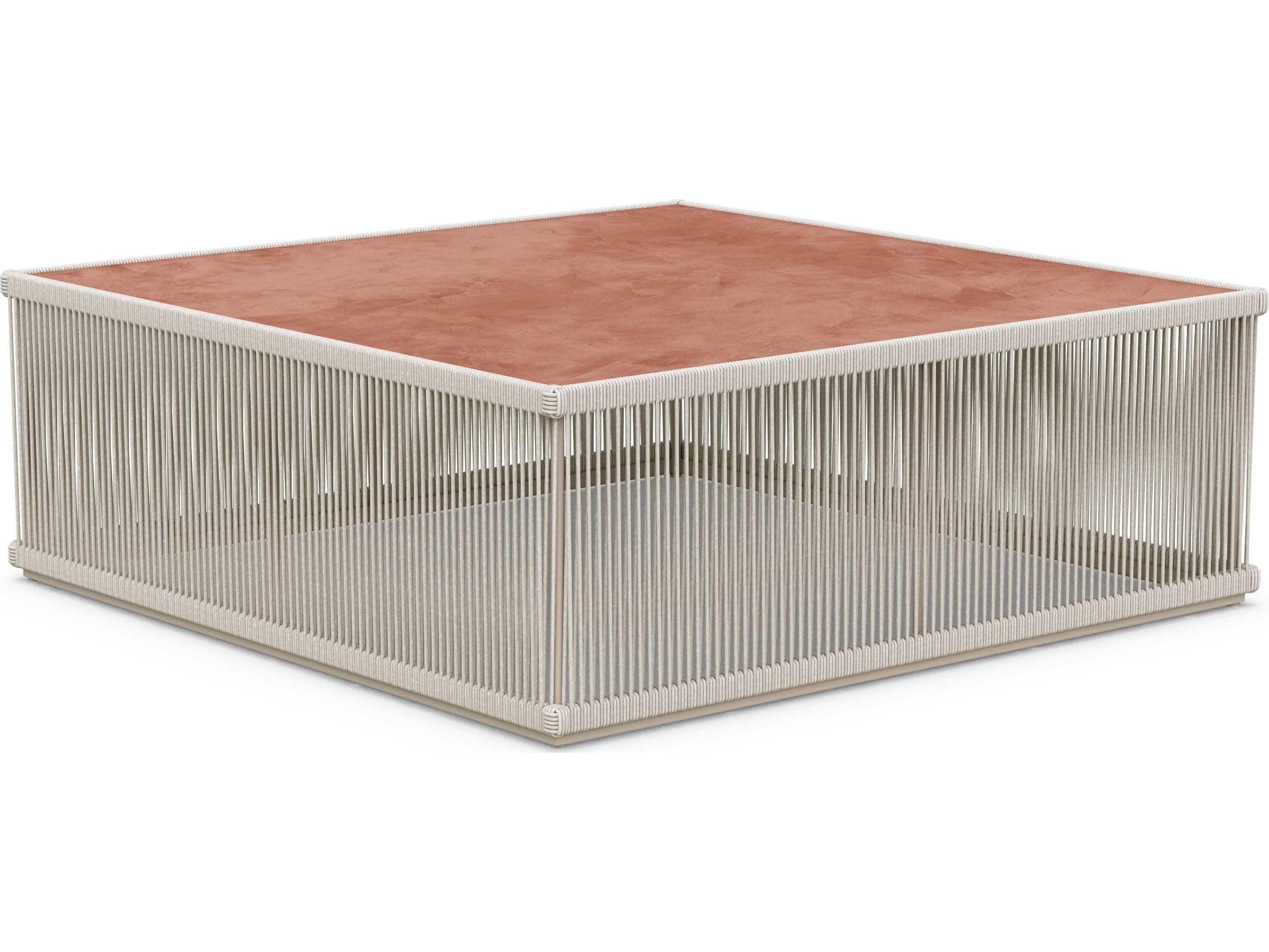 Azzurro Living Malta Birch All-weathertextelene Rope Square Coffee Table