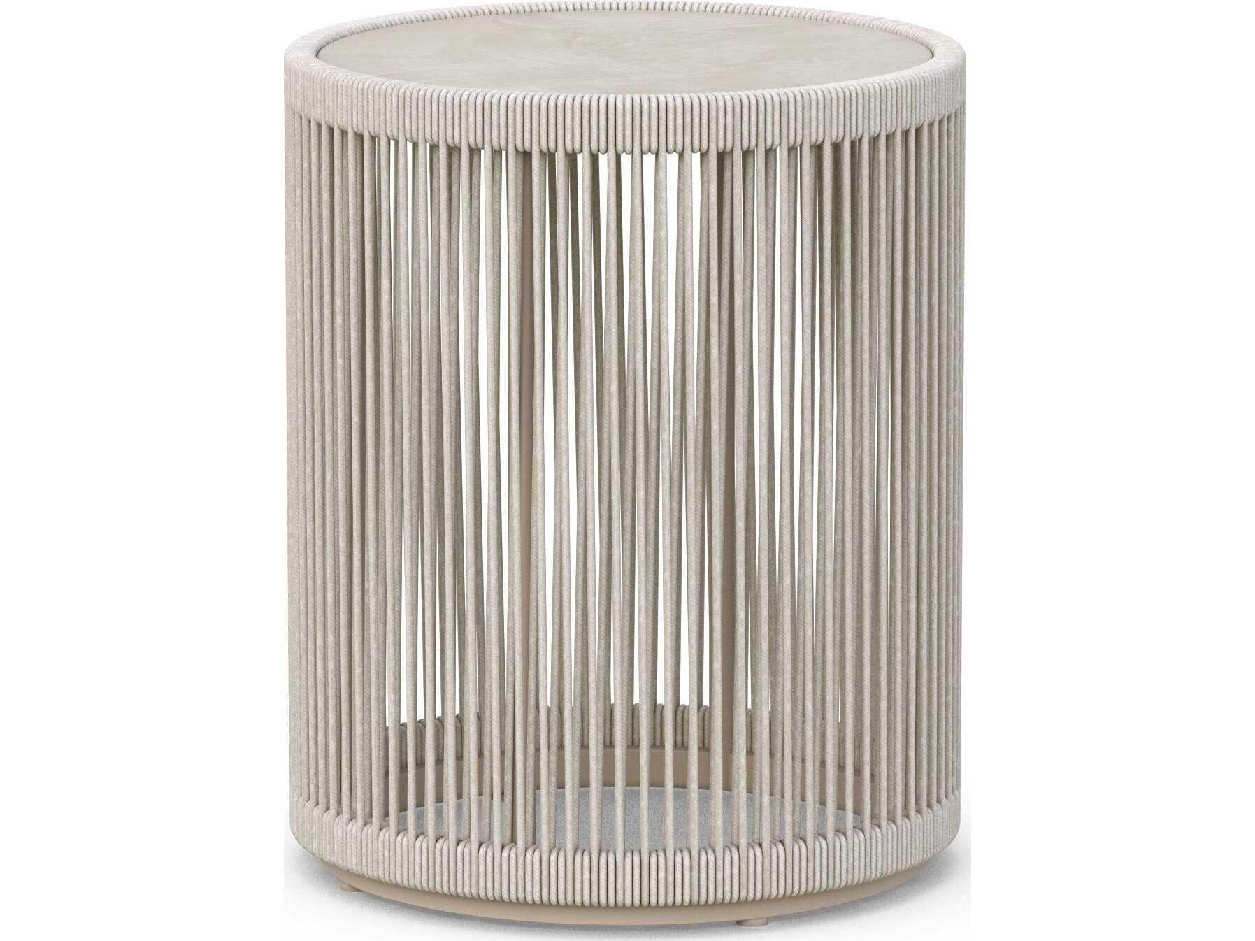 Azzurro Living Malta Birch All-weathertextelene Rope Round End Table