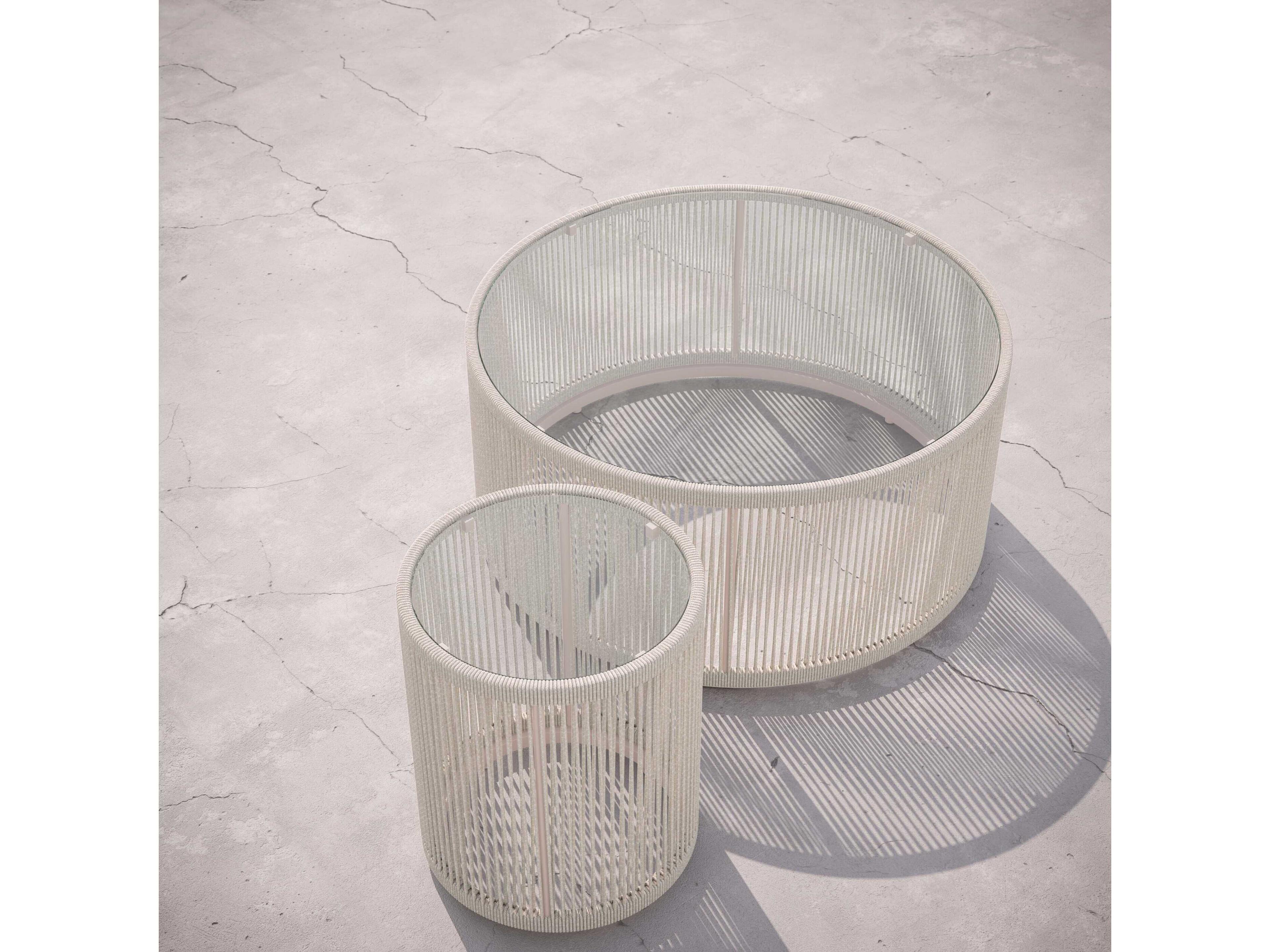 Azzurro Living Malta Birch All-weathertextelene Rope Round End Table