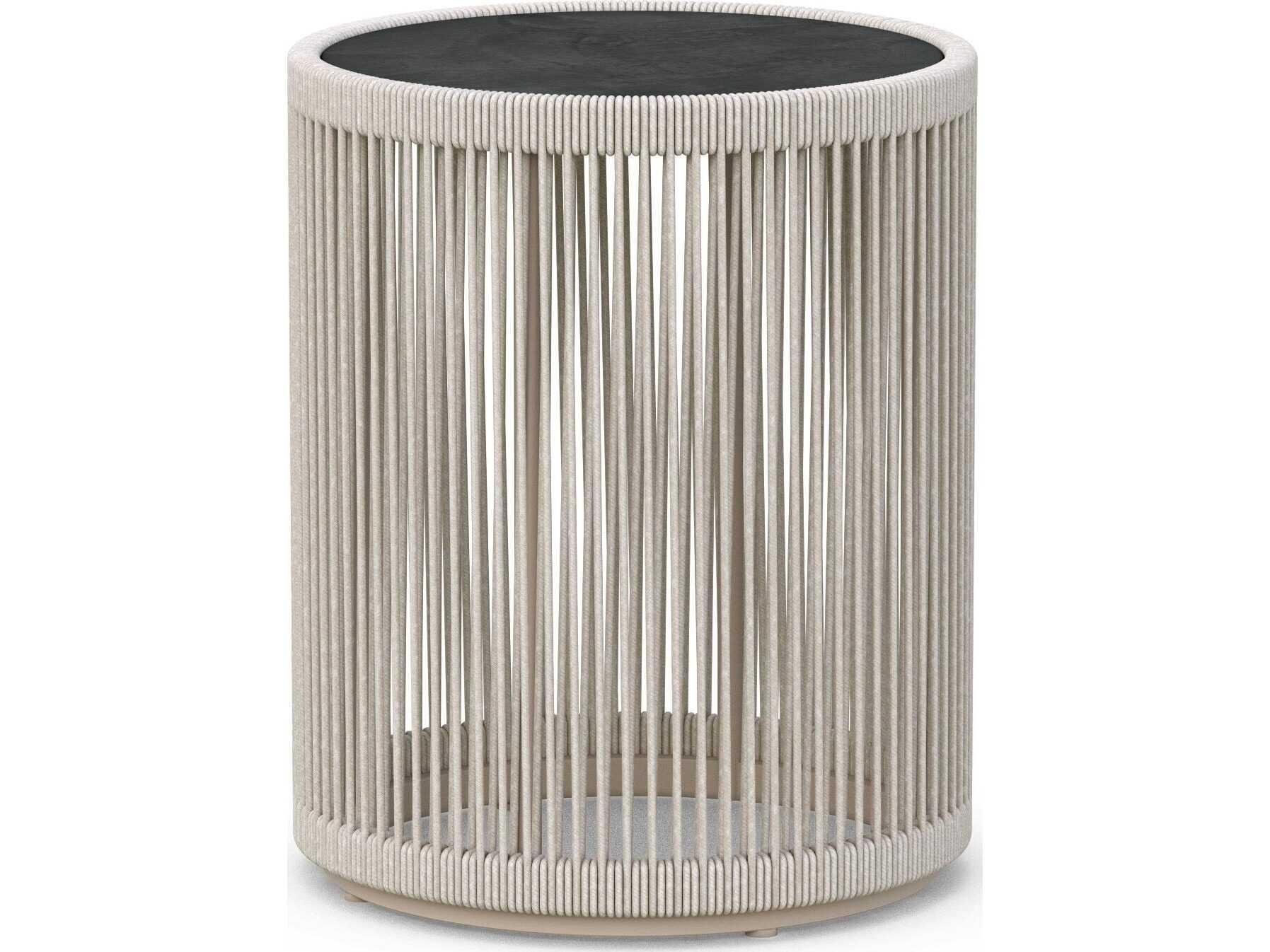 Azzurro Living Malta Birch All-weathertextelene Rope Round End Table