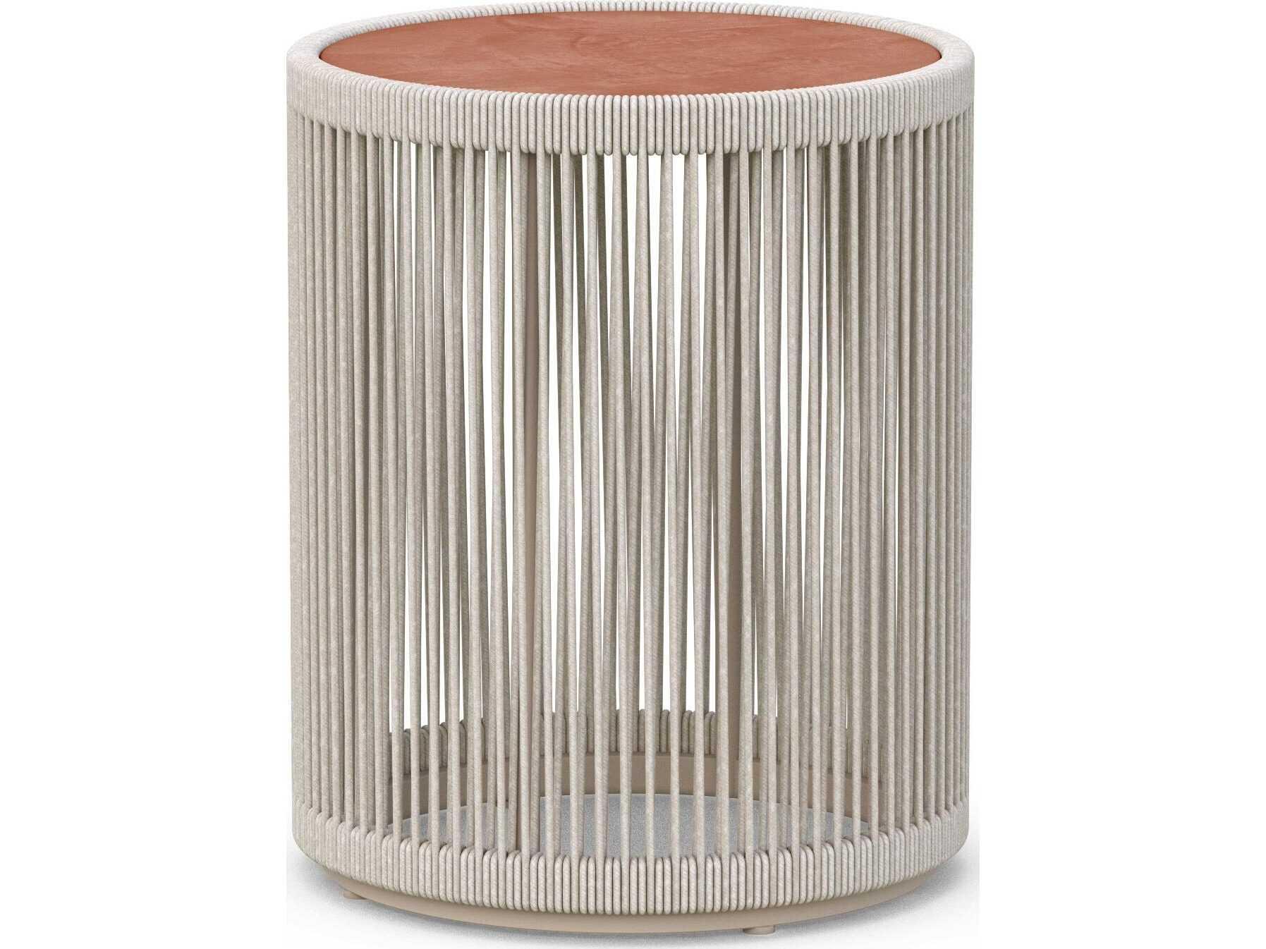 Azzurro Living Malta Birch All-weathertextelene Rope Round End Table