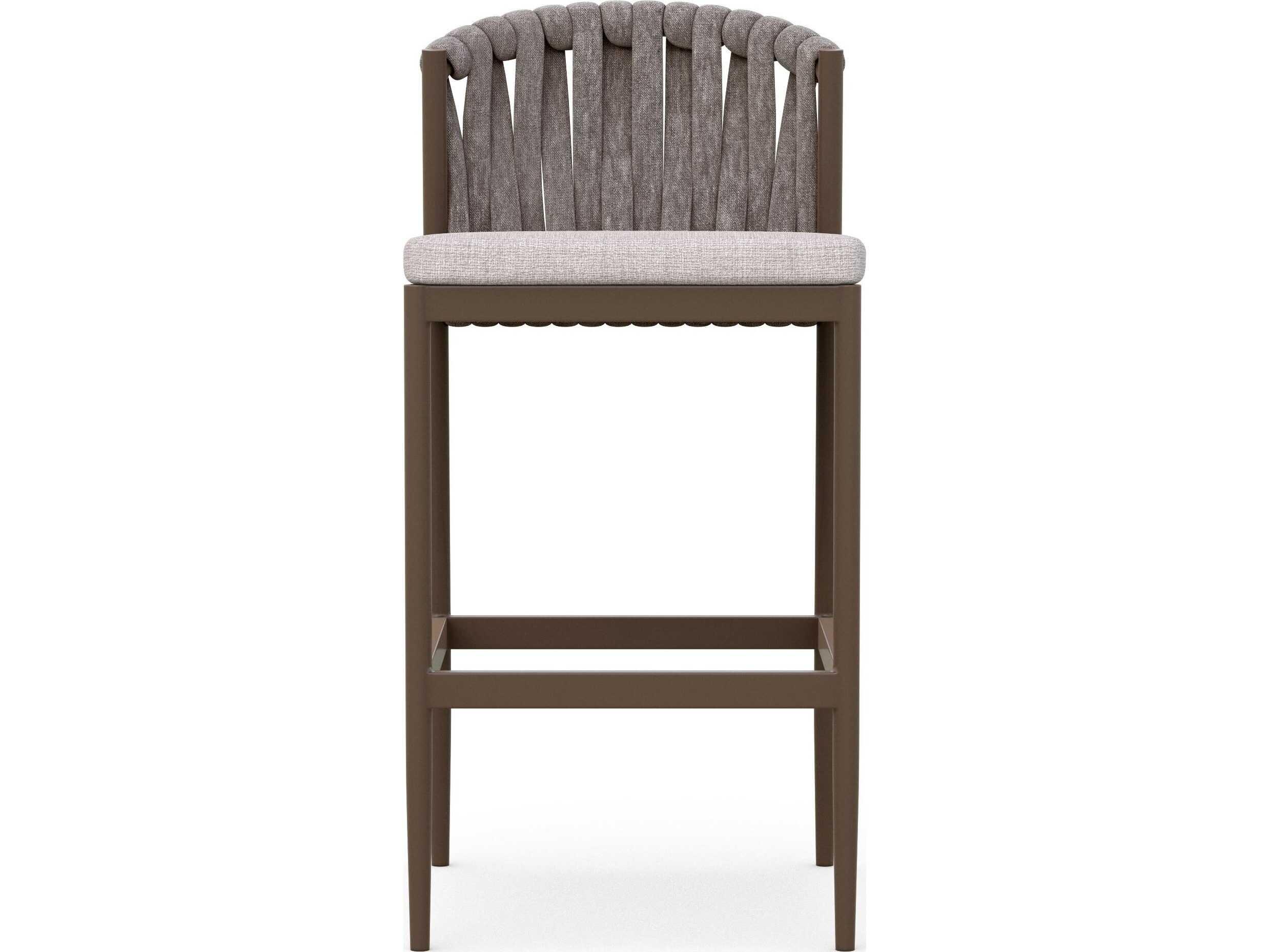 Azzurro Living Maui Matte Bronze Aluminum Rope Cushion Bar Stool