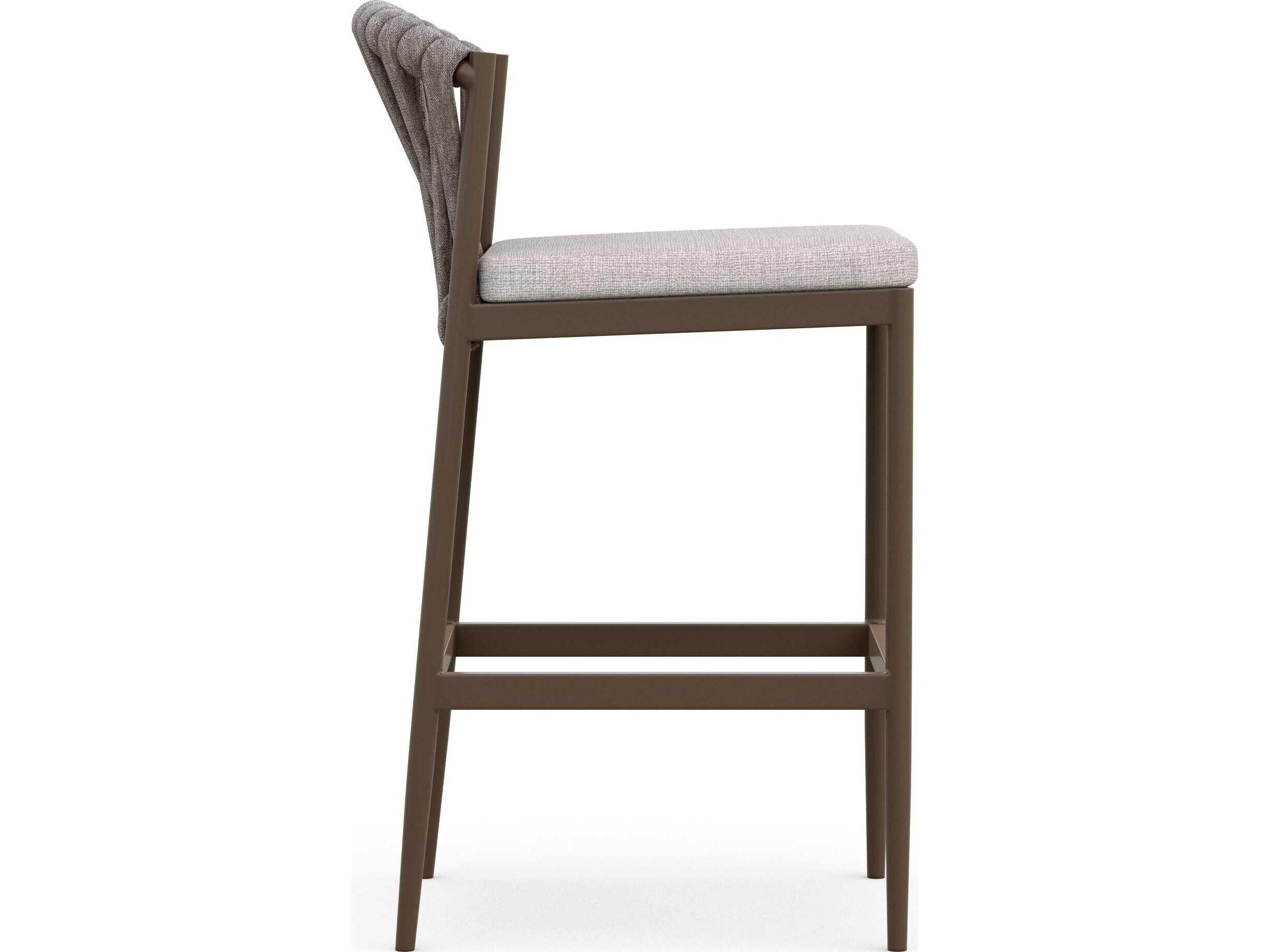 Azzurro Living Maui Matte Bronze Aluminum Rope Cushion Bar Stool