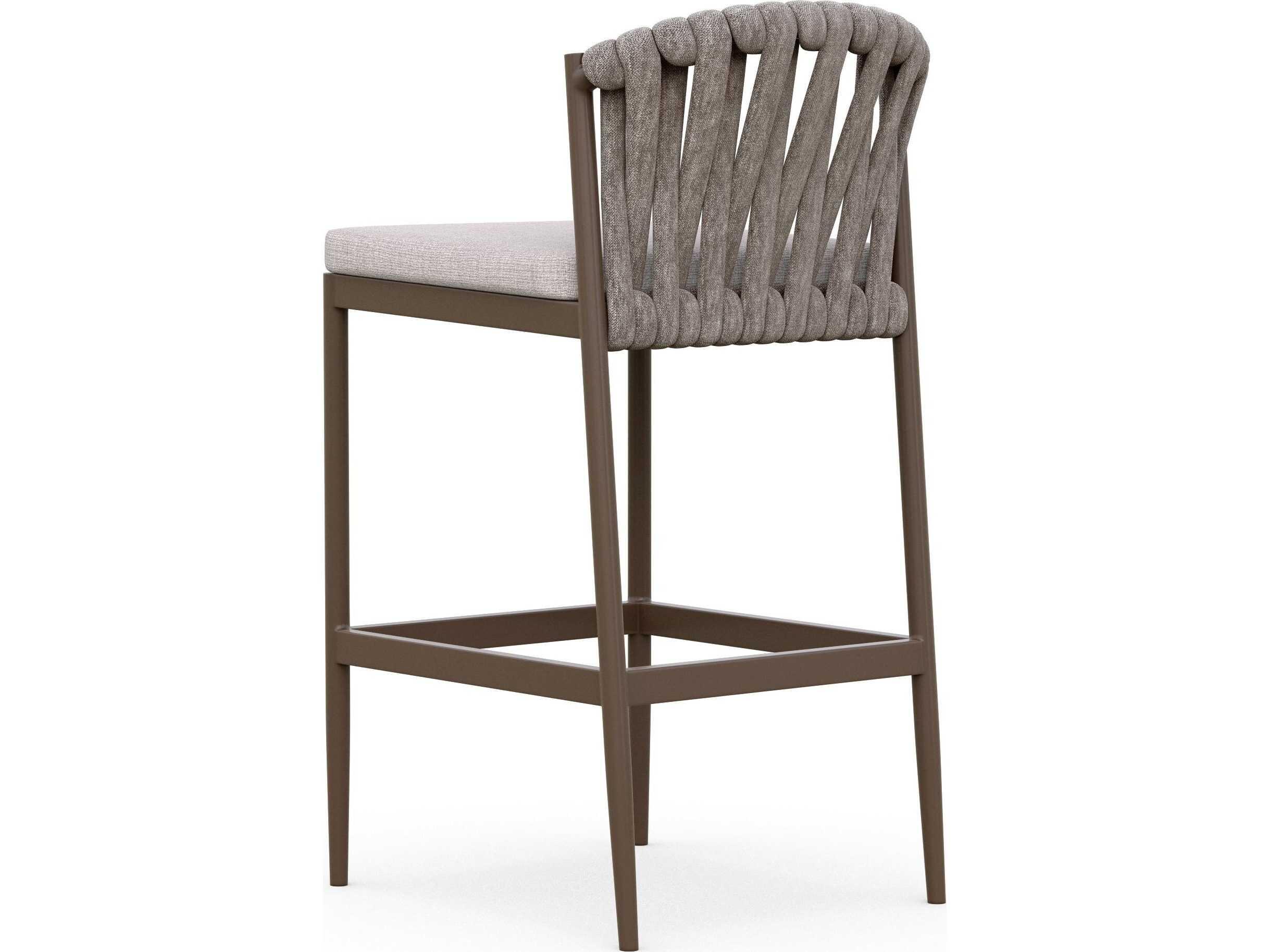 Azzurro Living Maui Matte Bronze Aluminum Rope Cushion Bar Stool