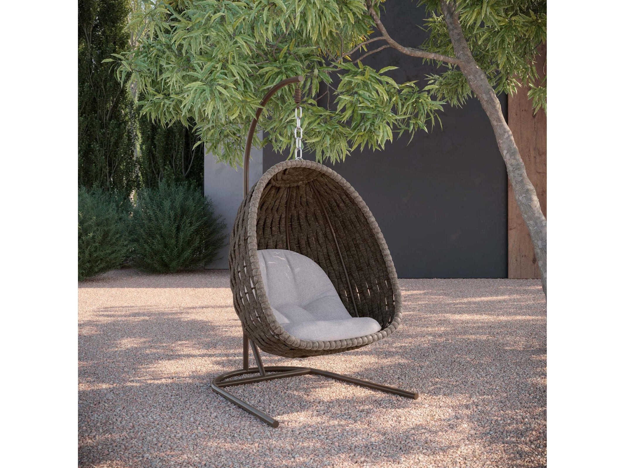 Azzurro Living Maui Matte Bronze Aluminum Rope Cushion Swing