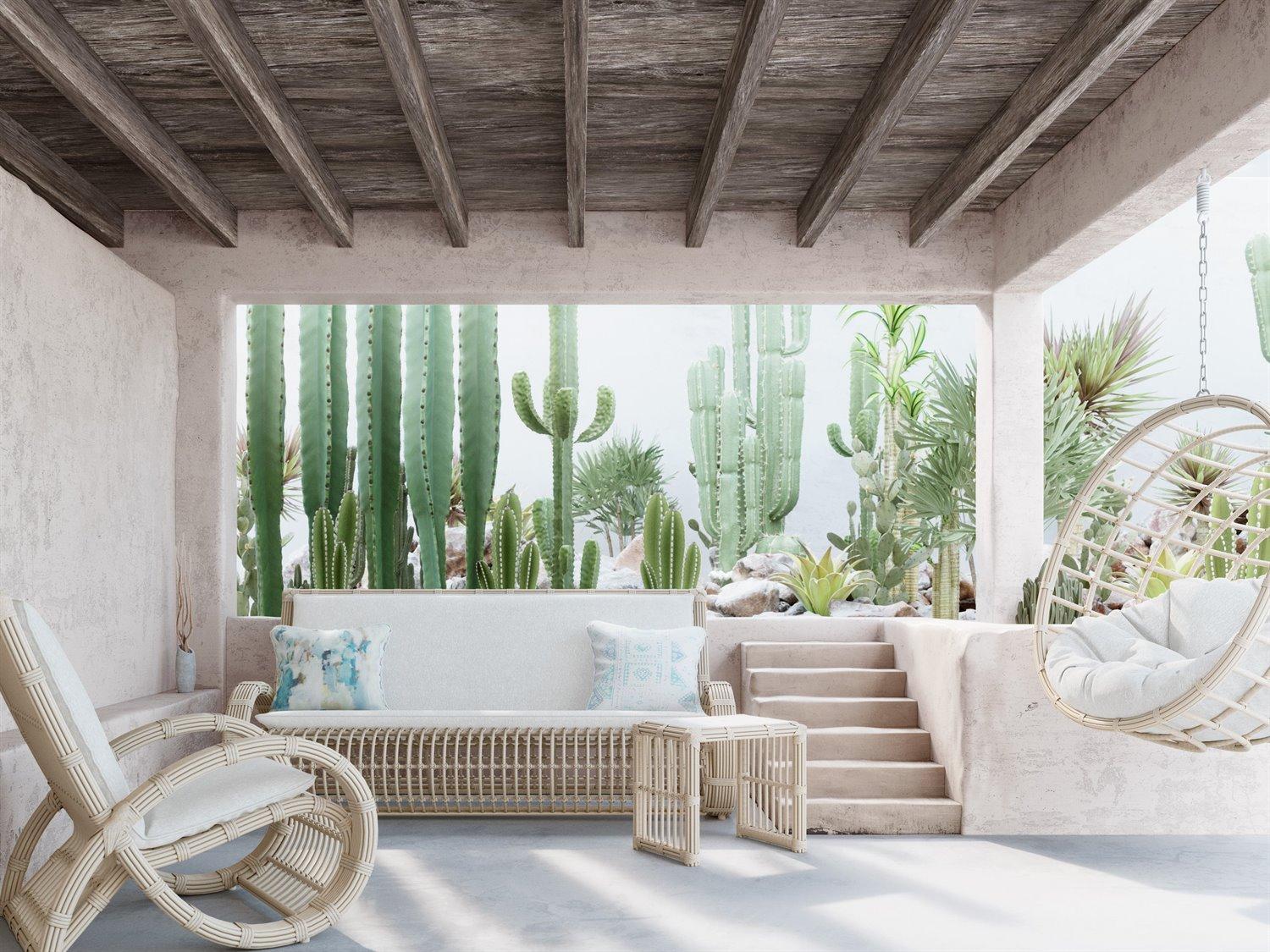 Azzurro Living Paloma Almond All-Weather Wicker Outdoor Patio Lounge Set