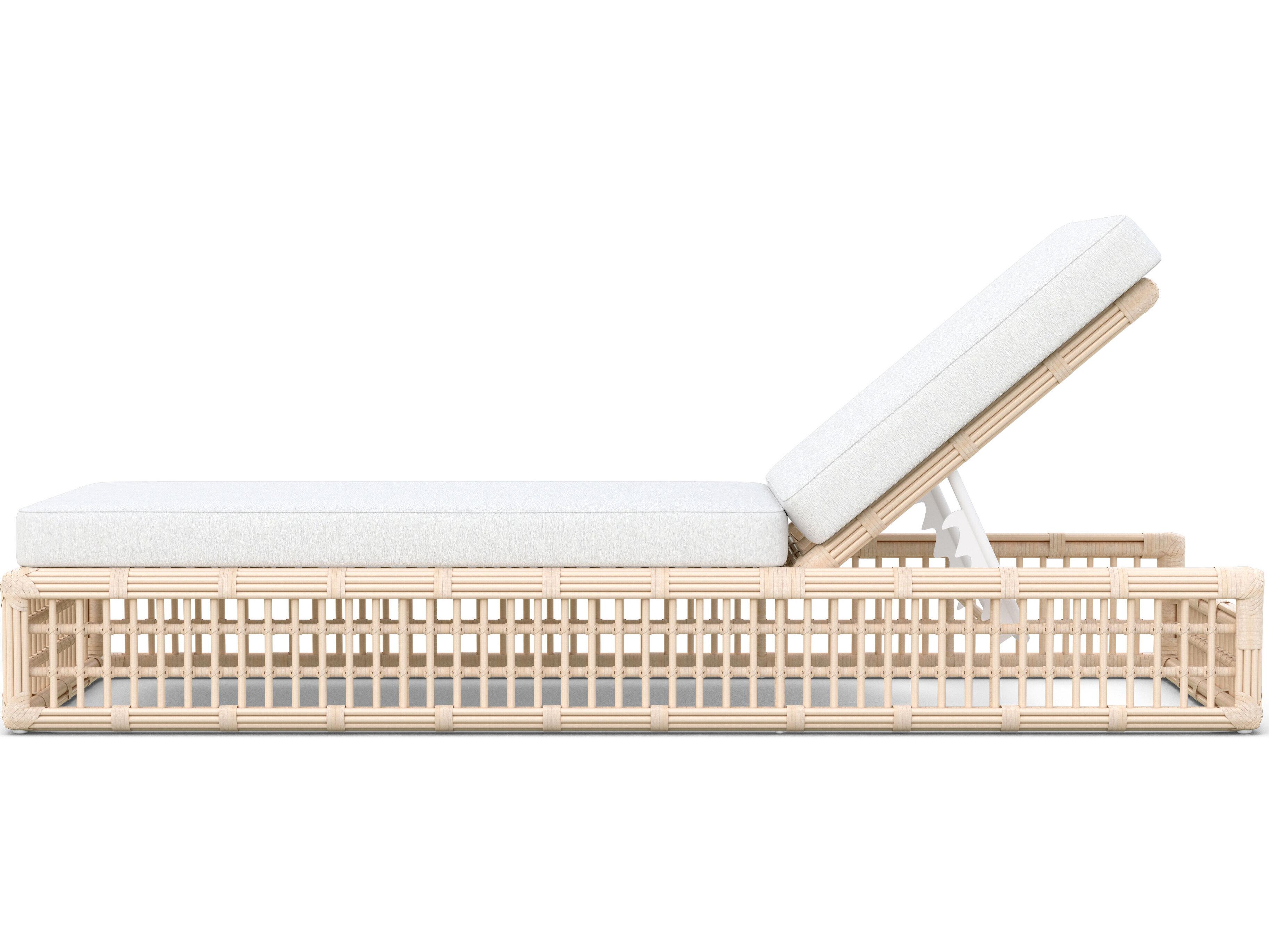 Azzurro Living Paloma Almond All-Weather Wicker Patio Chaise Lounge with Cloud Cushion