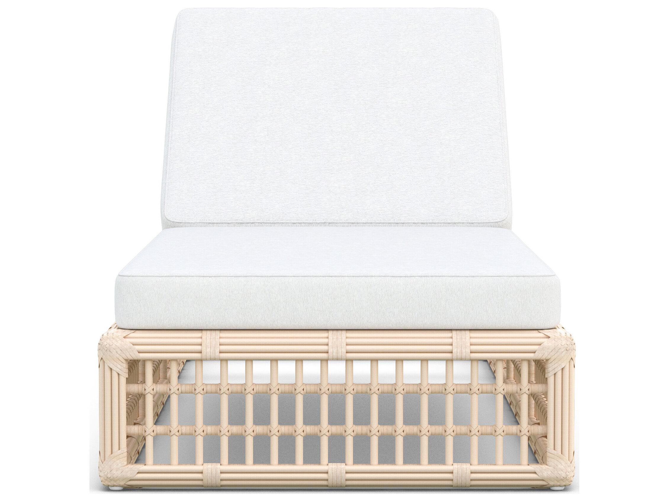 Azzurro Living Paloma Almond All-Weather Wicker Patio Chaise Lounge with Cloud Cushion