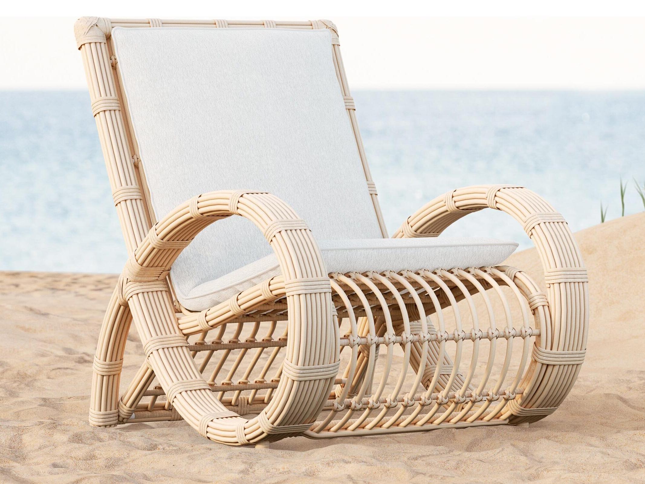 Azzurro Living Paloma Almond All-Weather Wicker Outdoor Lounge Chair with Cloud Cushion