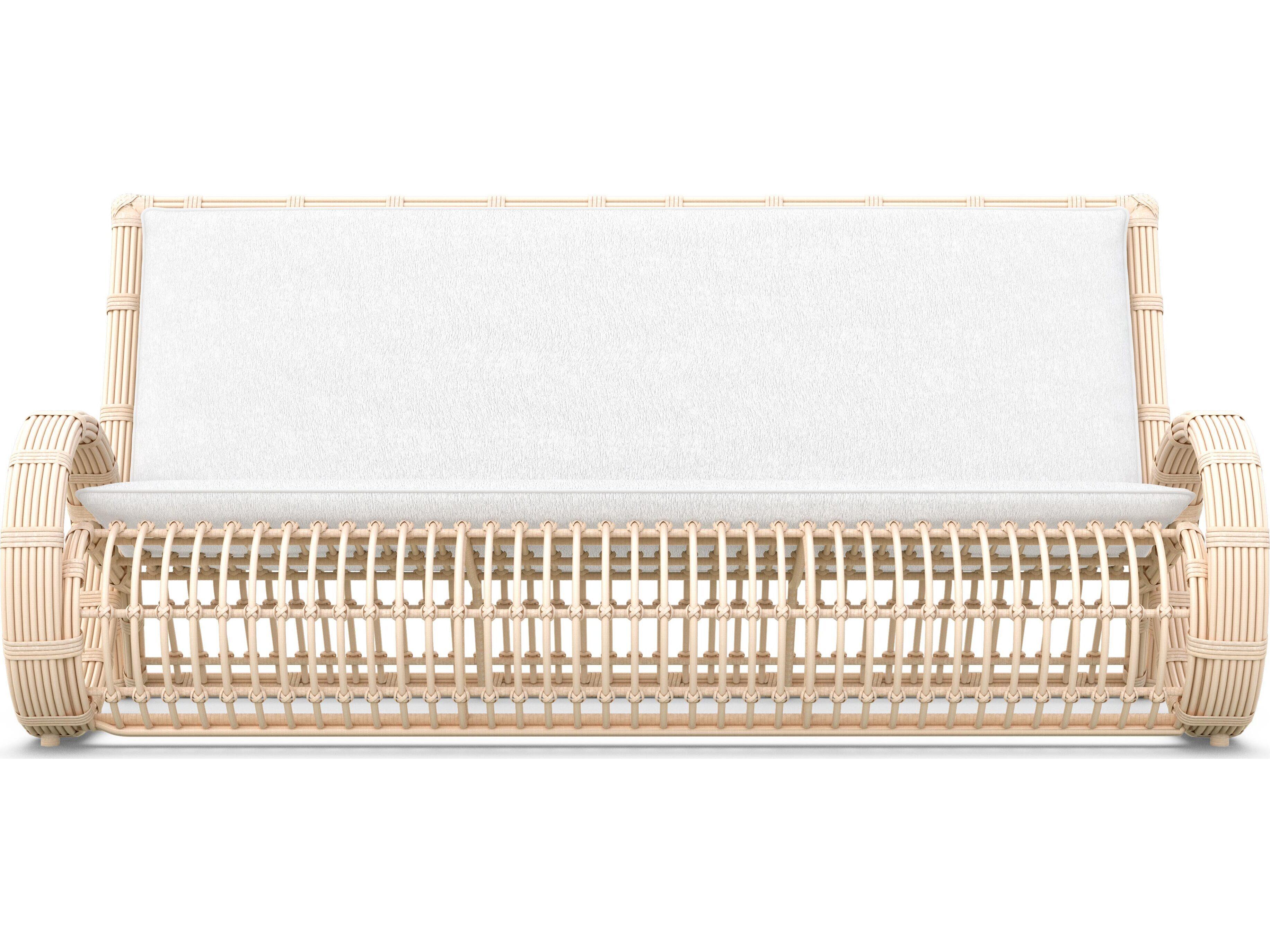 Azzurro Living Paloma Almond All-Weather Wicker Patio Sofa with Cloud Cushion