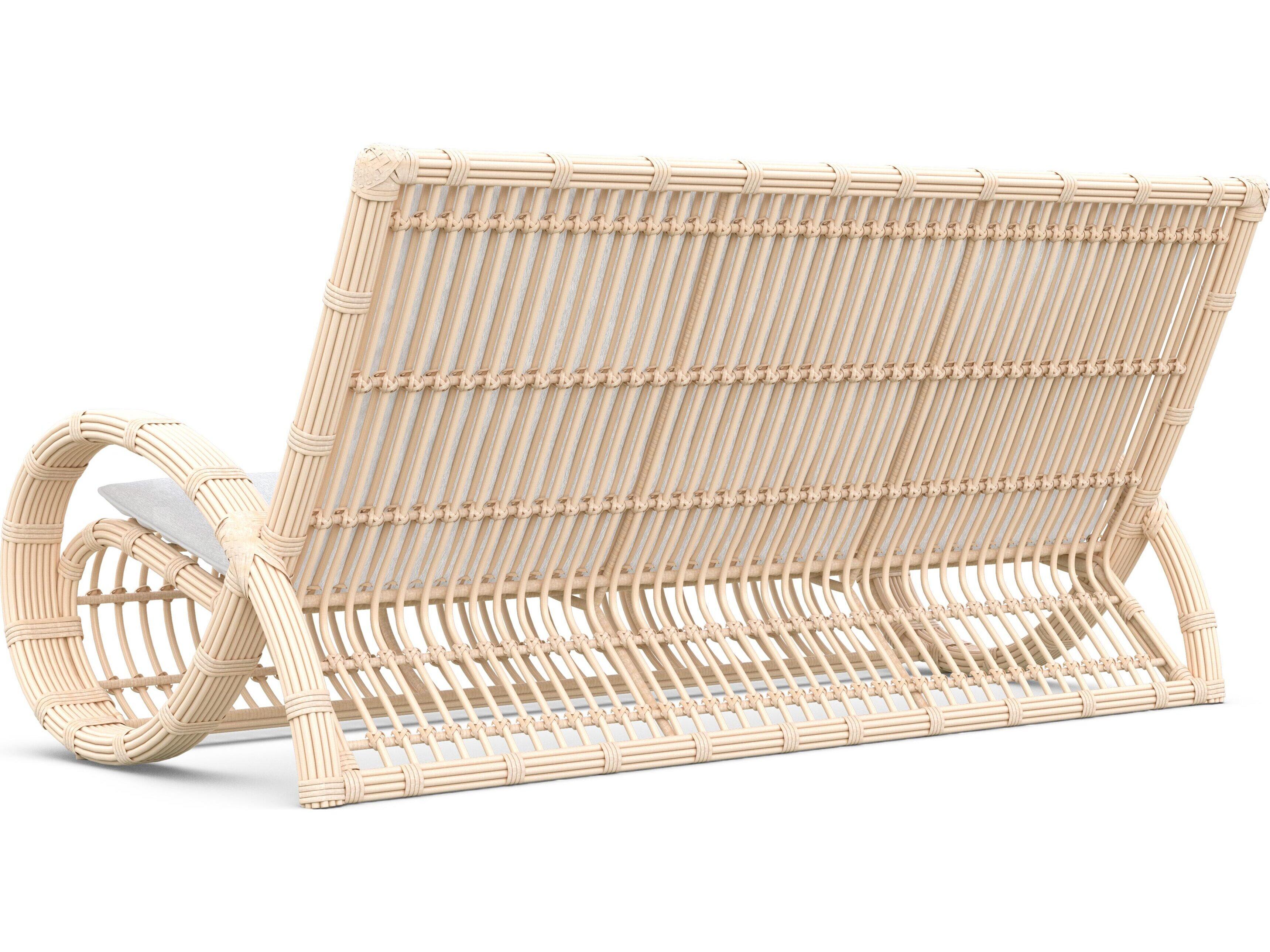 Azzurro Living Paloma Almond All-Weather Wicker Patio Sofa with Cloud Cushion