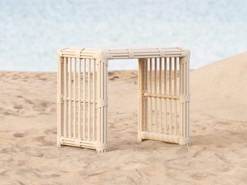 Azzurro Living Paloma Almond All-Weather Wicker Rectangular Outdoor Side Table