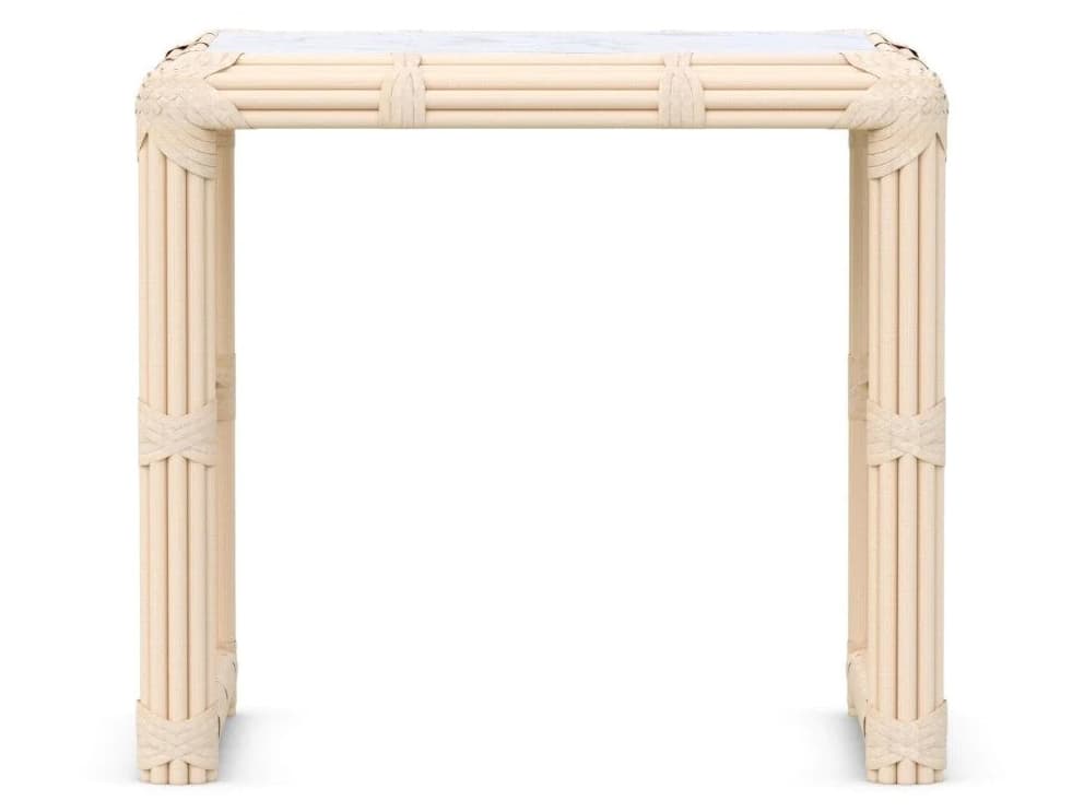 Azzurro Living Paloma Almond All-Weather Wicker Rectangular Outdoor Side Table