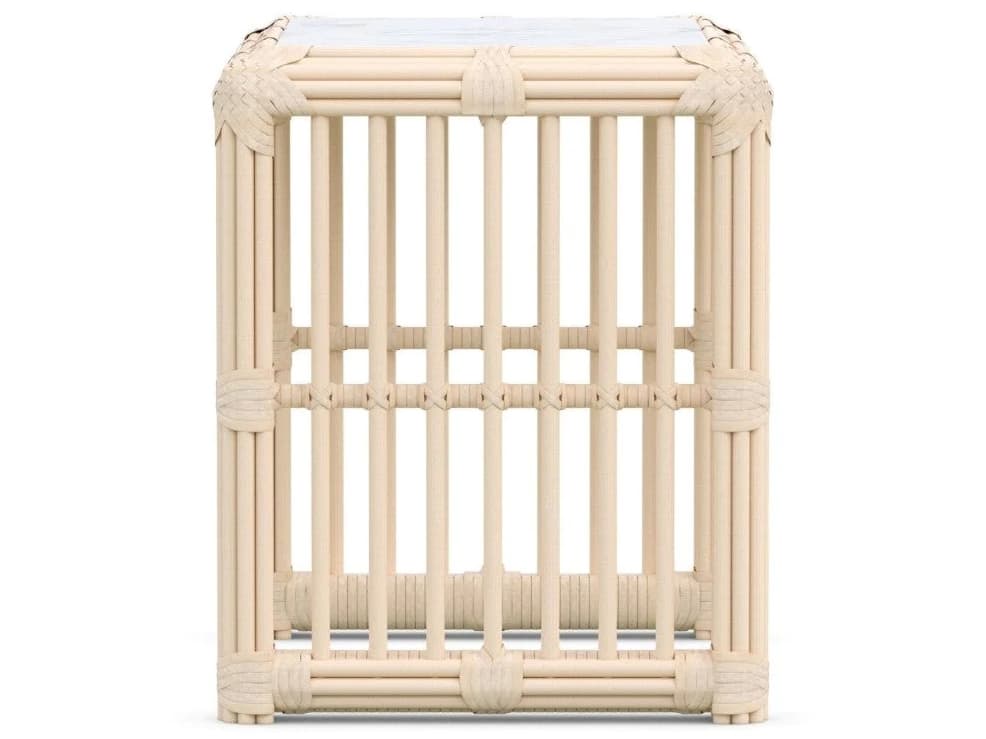 Azzurro Living Paloma Almond All-Weather Wicker Rectangular Outdoor Side Table