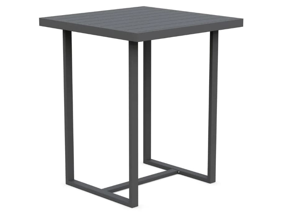 Azzurro Living Pavia Matte Charcoal Aluminum Square Patio Bar Table