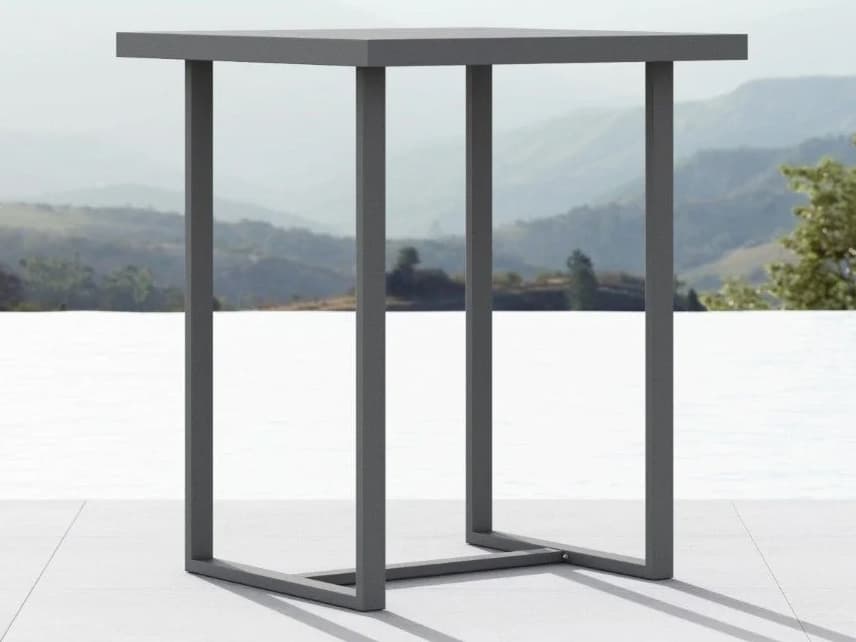 Azzurro Living Pavia Matte Charcoal Aluminum Square Patio Bar Table