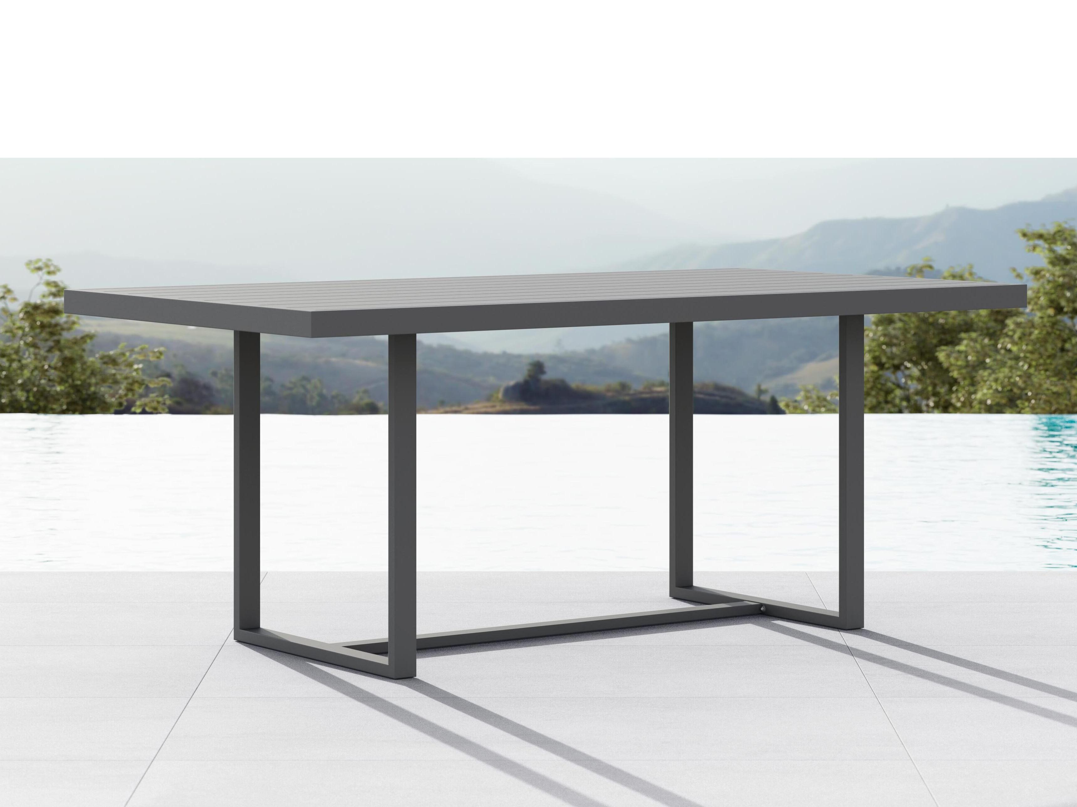 Azzurro Living Pavia Matte Charcoal Aluminum Rectangular Outdoor Dining Table