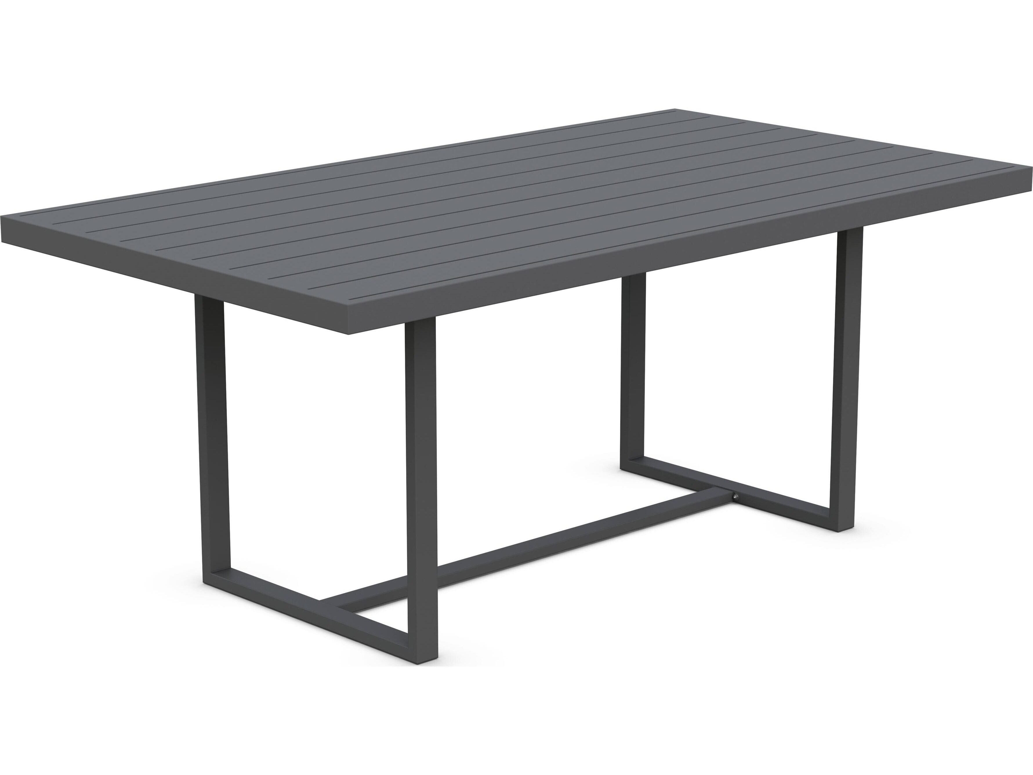 Azzurro Living Pavia Matte Charcoal Aluminum Rectangular Outdoor Dining Table
