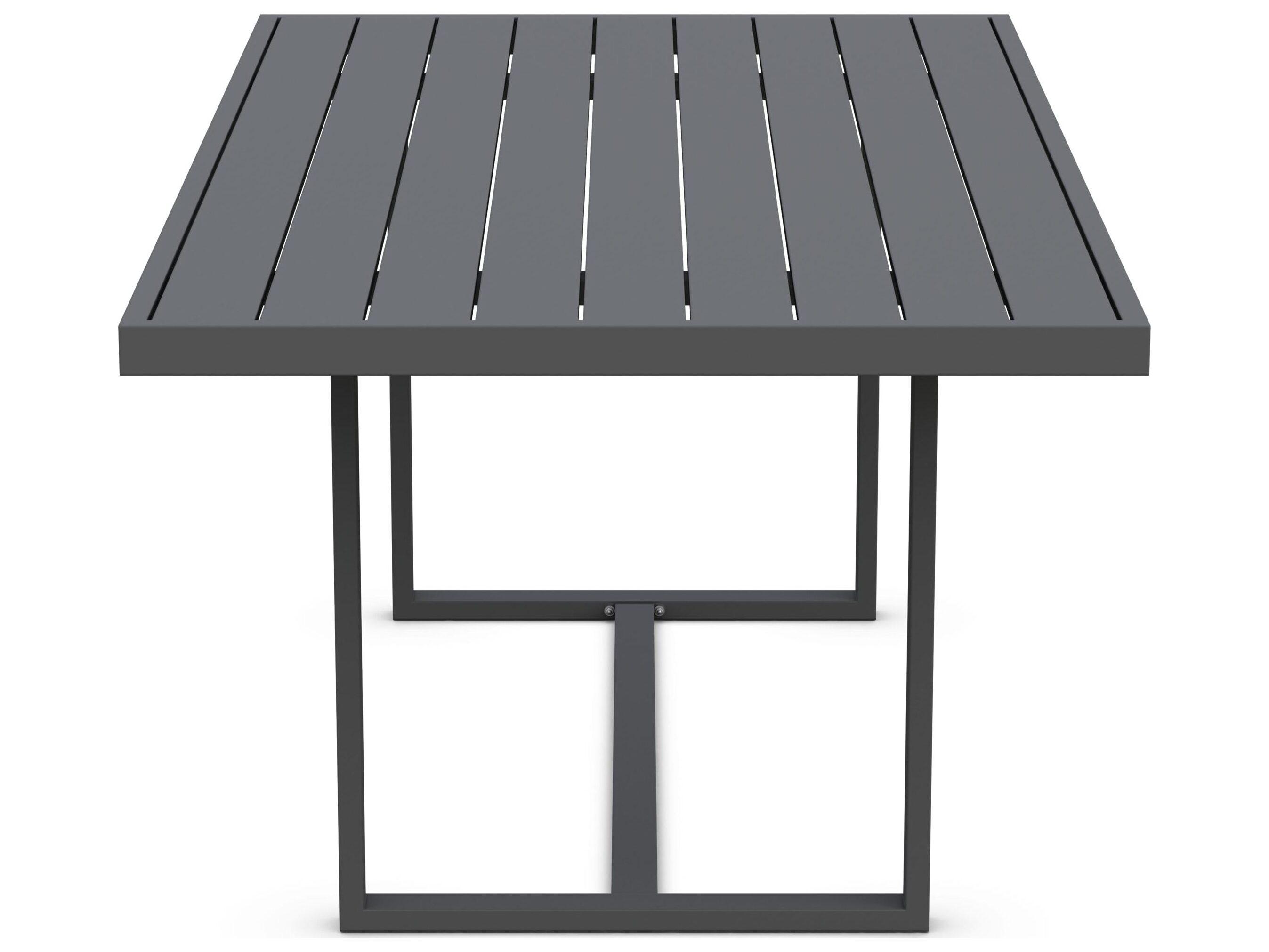 Azzurro Living Pavia Matte Charcoal Aluminum Rectangular Outdoor Dining Table