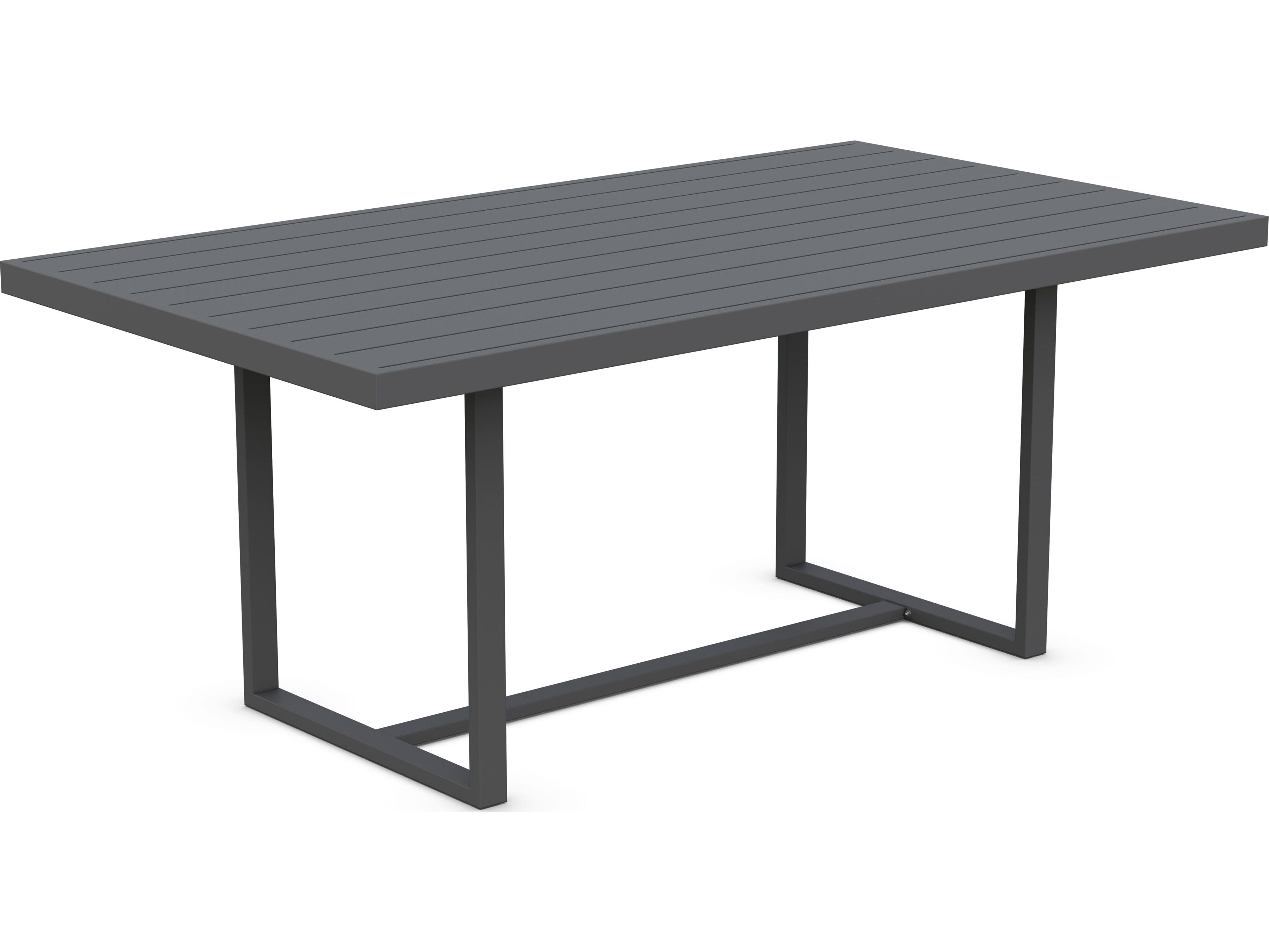 Azzurro Living Pavia Matte Charcoal Aluminum Rectangular Outdoor Dining Table