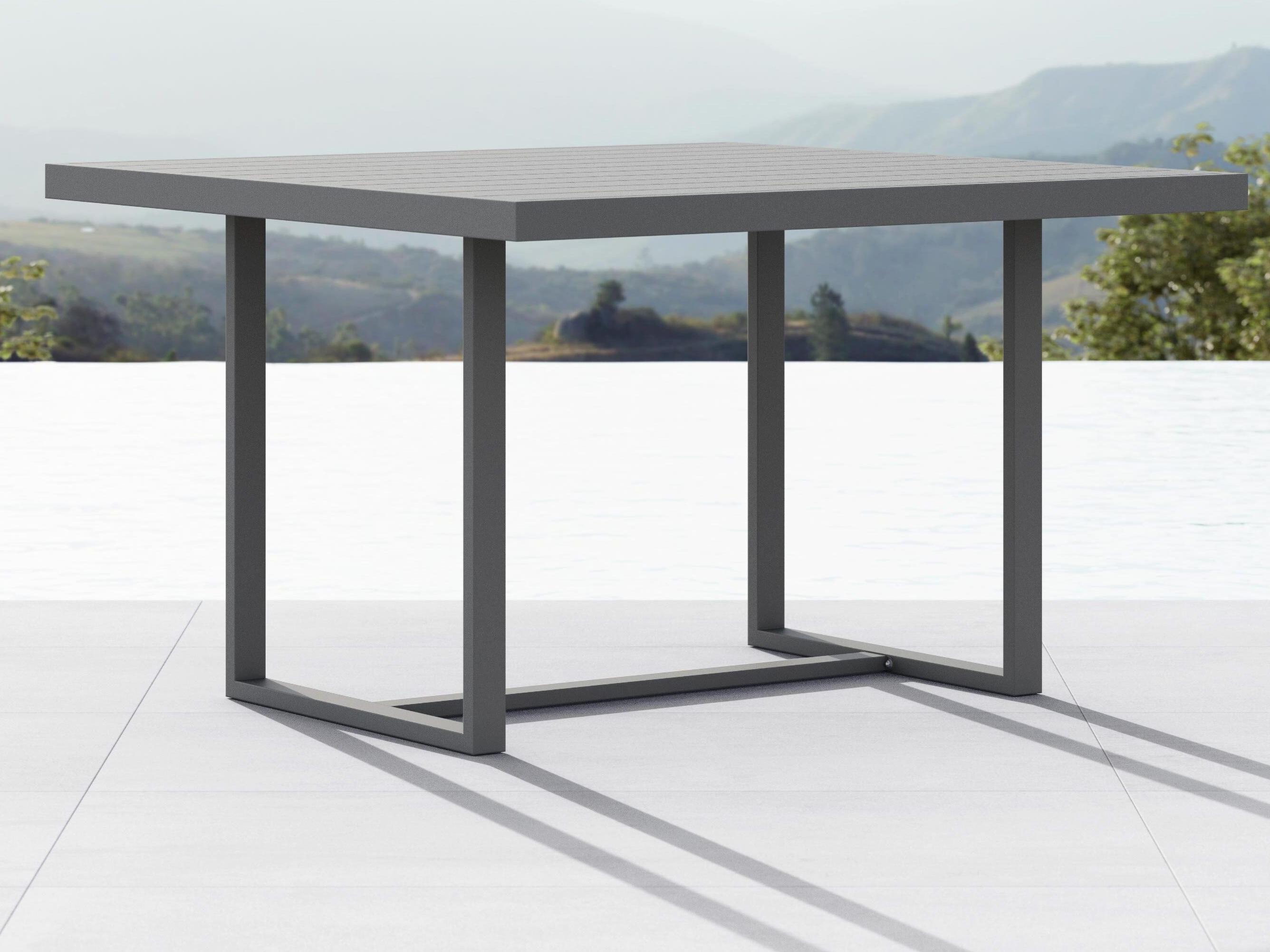 Azzurro Living Pavia Matte Charcoal Aluminum Square Outdoor Patio Dining Table