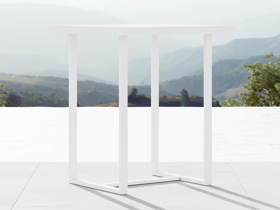 Azzurro Living Pavia Matte White Aluminum Square Outdoor Bar Table