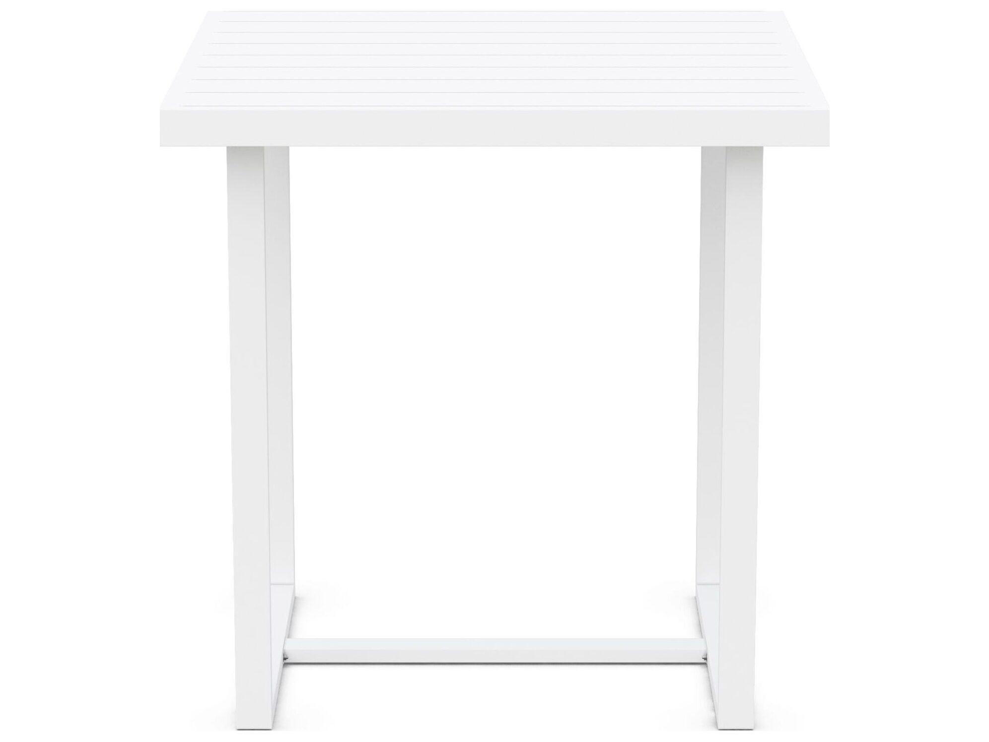 Azzurro Living Pavia Matte White Aluminum Square Patio Counter Table