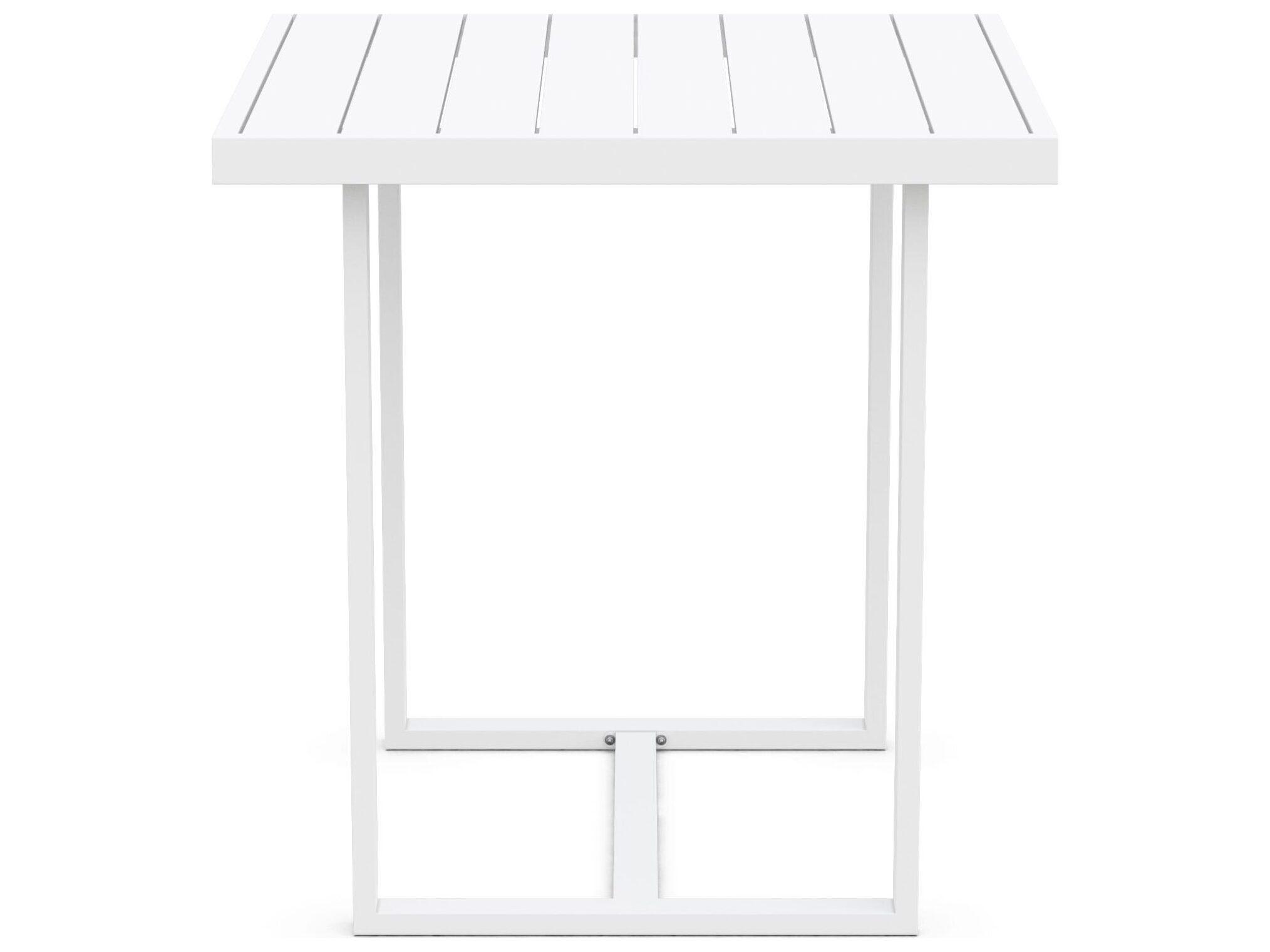 Azzurro Living Pavia Matte White Aluminum Square Patio Counter Table