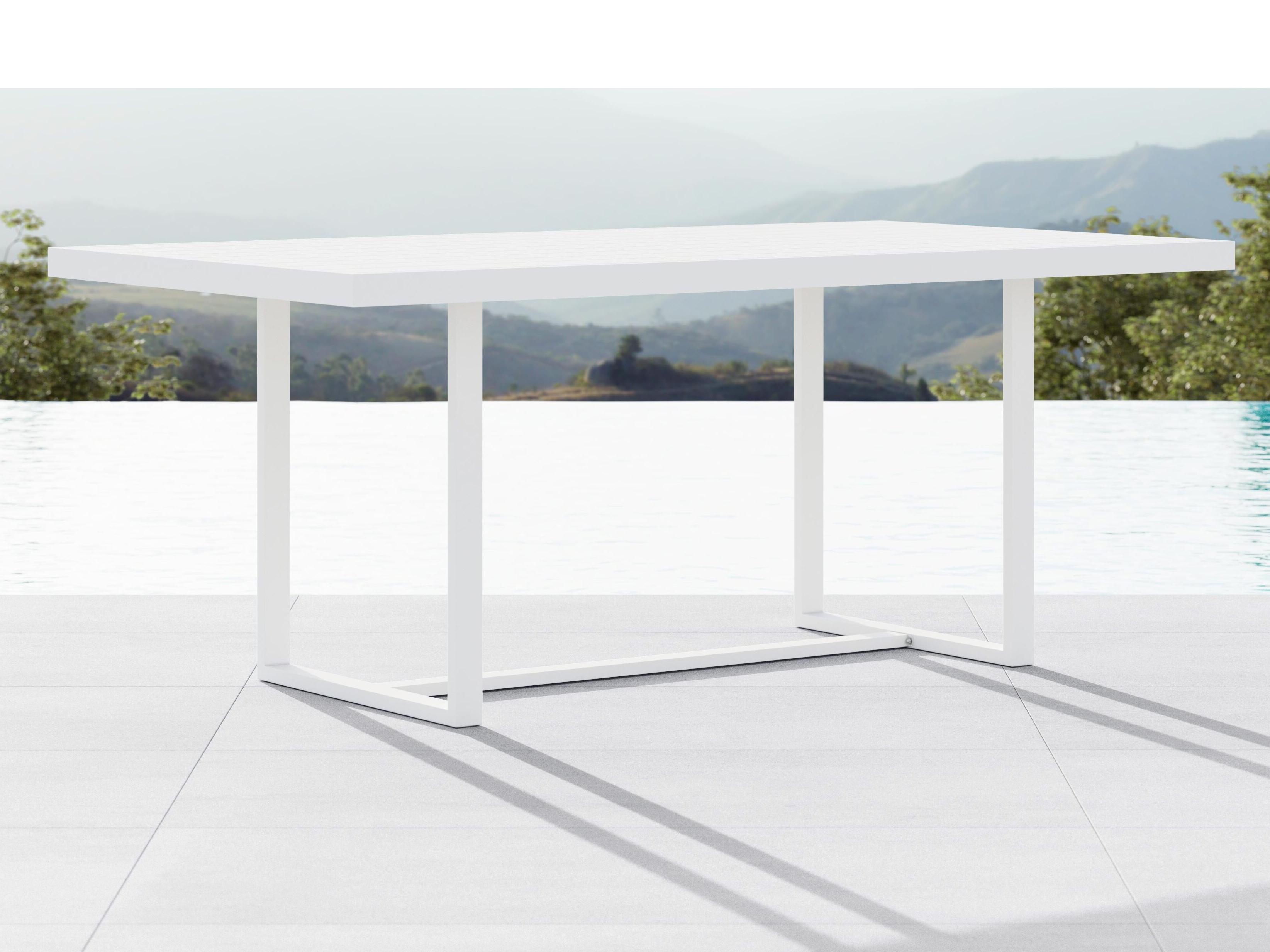 Azzurro Living Pavia Matte White Aluminum Rectangular Patio Dining Table