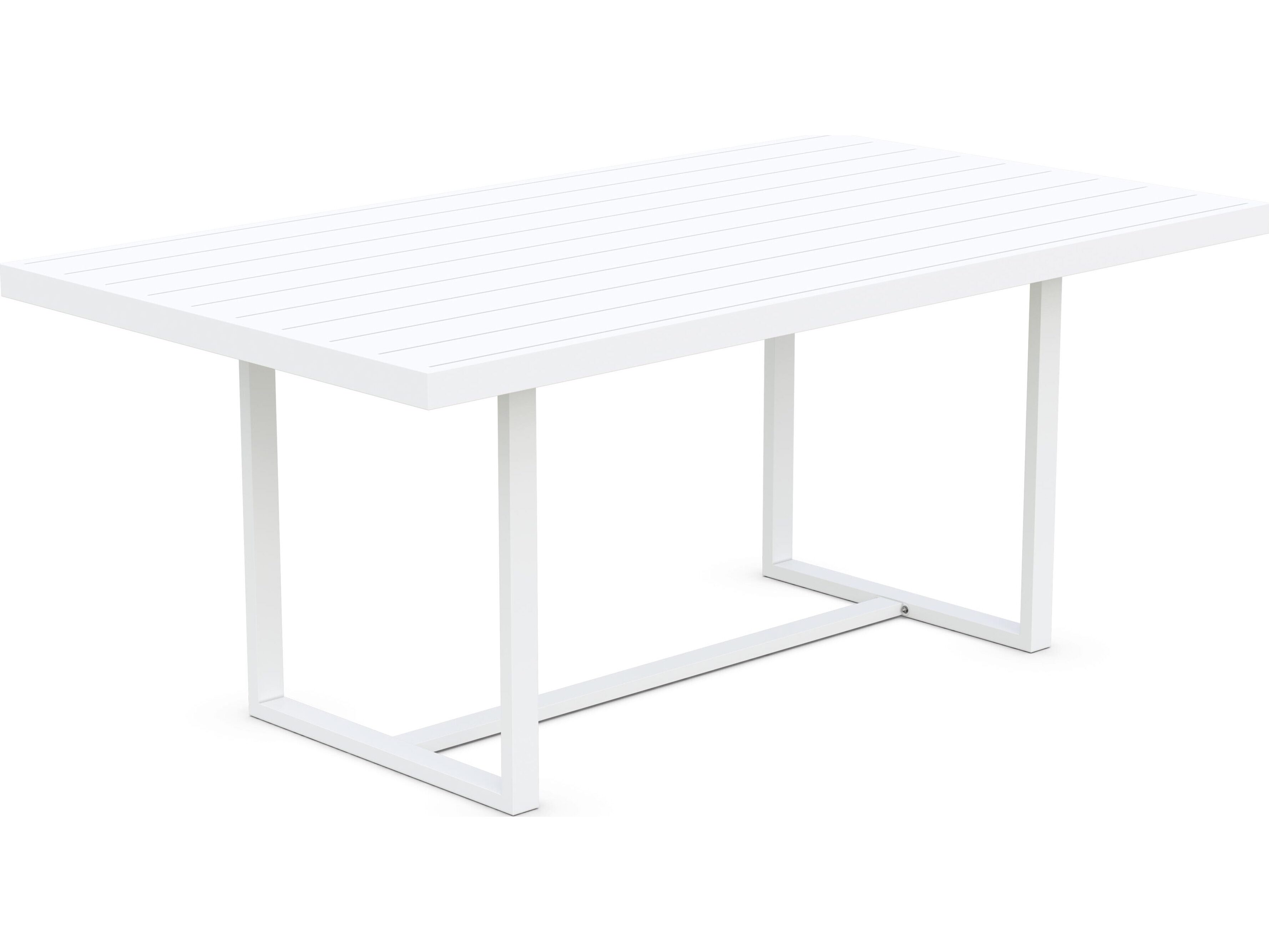 Azzurro Living Pavia Matte White Aluminum Rectangular Patio Dining Table