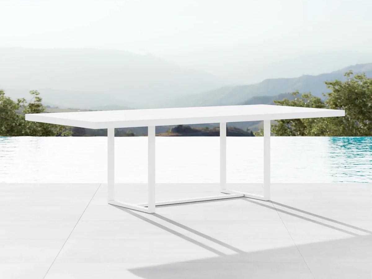 Azzurro Living Pavia Matte White Aluminum Rectangular Outdoor Dining Table