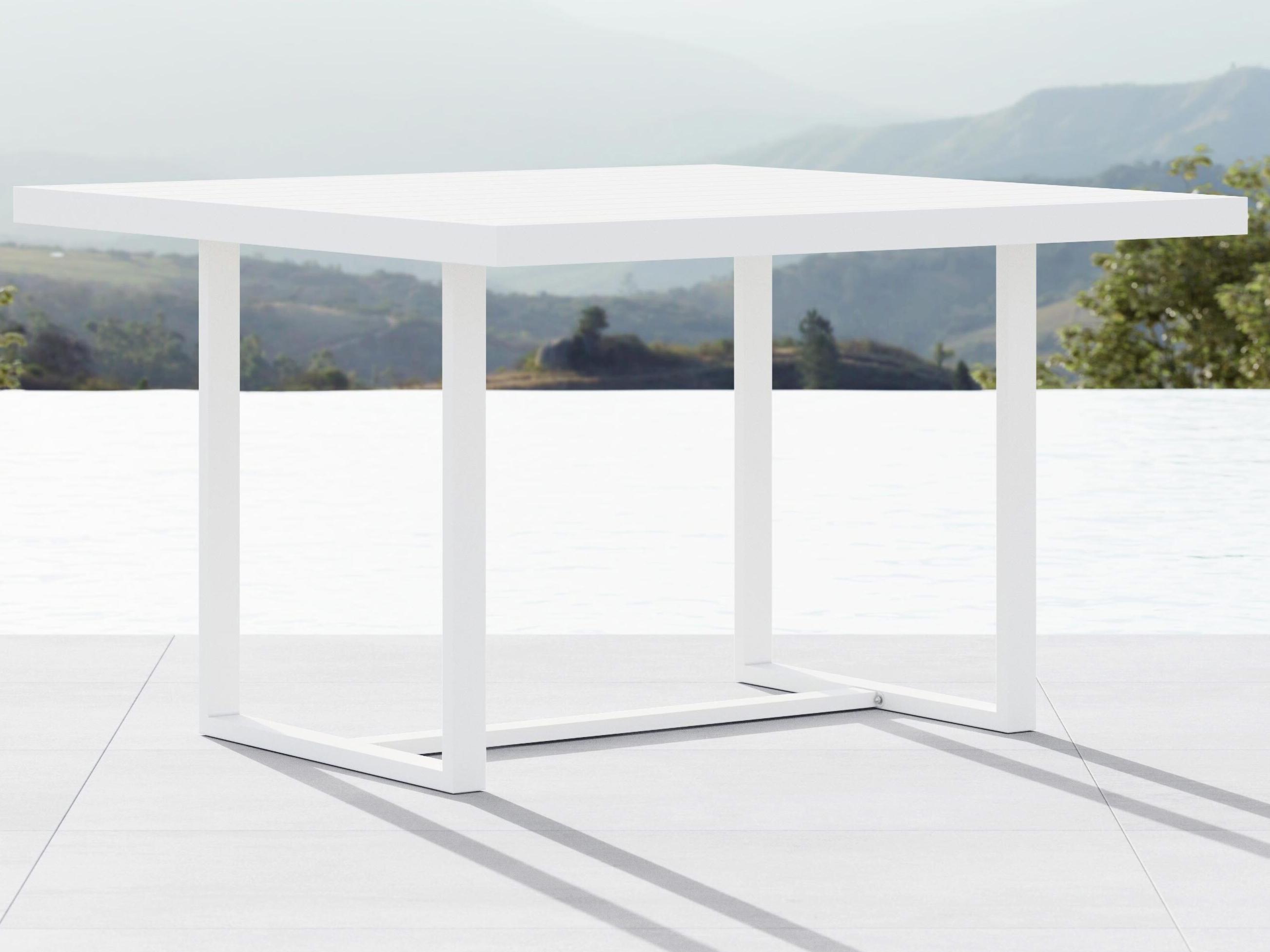 Azzurro Living Pavia Matte White Aluminum Square Outdoor Patio Dining Table