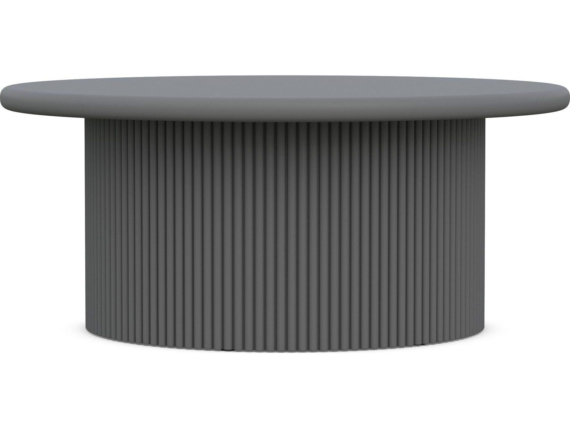 Azzurro Living Palma Matte Charcoal Aluminum Round Outdoor Patio Coffee Table
