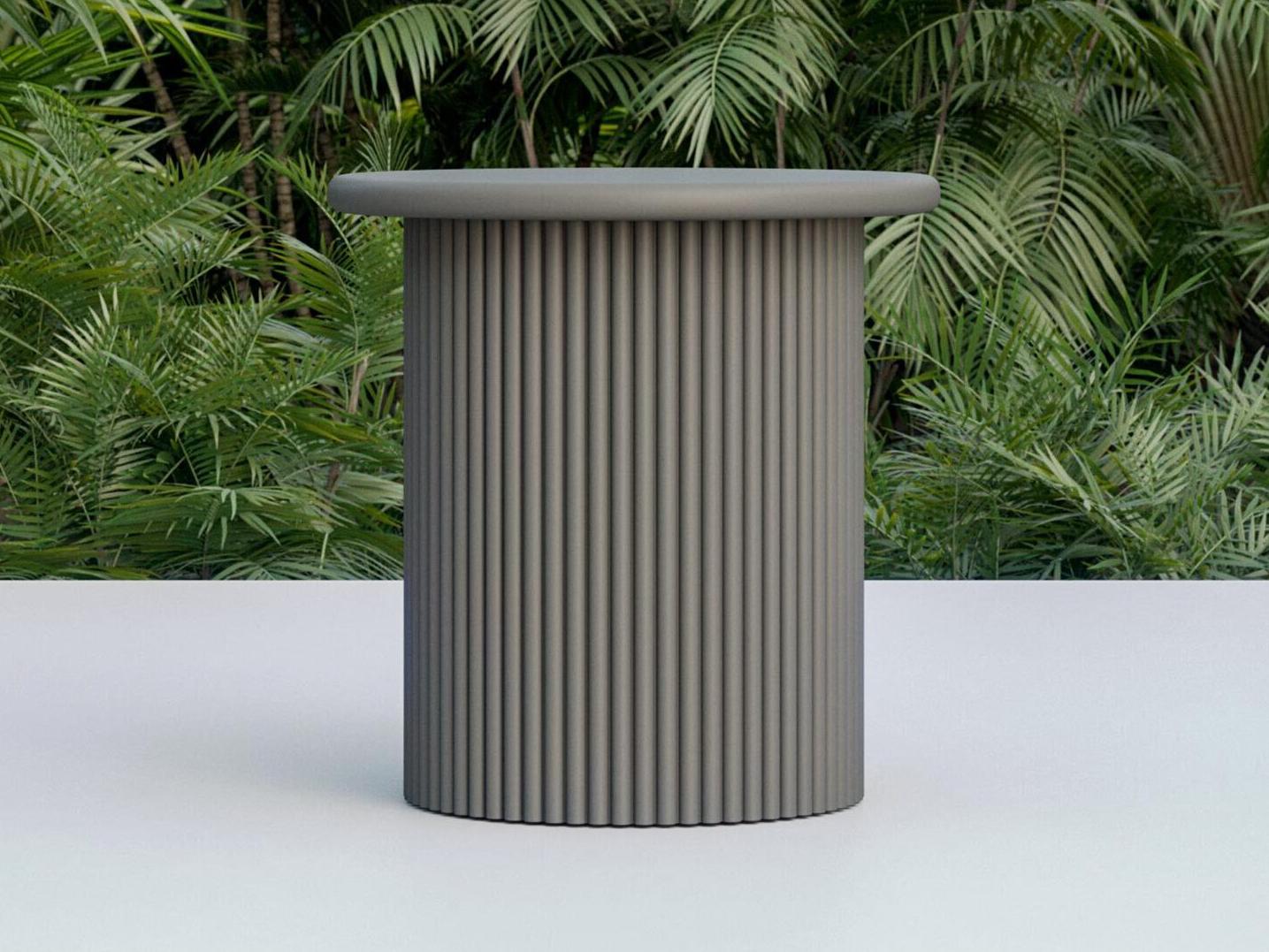 Azzurro Living Palma Matte Charcoal Aluminum Round Outdoor Patio Side Table