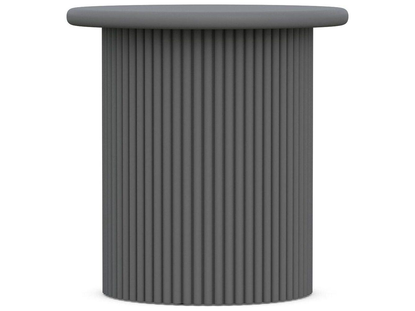 Azzurro Living Palma Matte Charcoal Aluminum Round Outdoor Patio Side Table