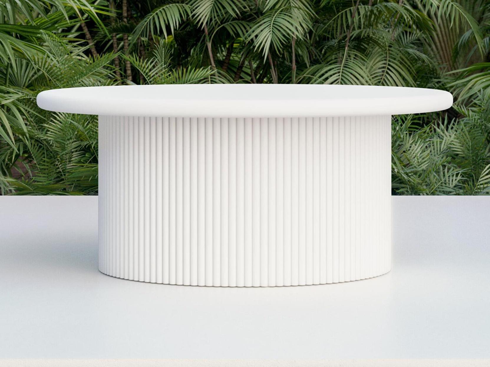 Azzurro Living Palma Matte White Aluminum Round Patio Coffee Table