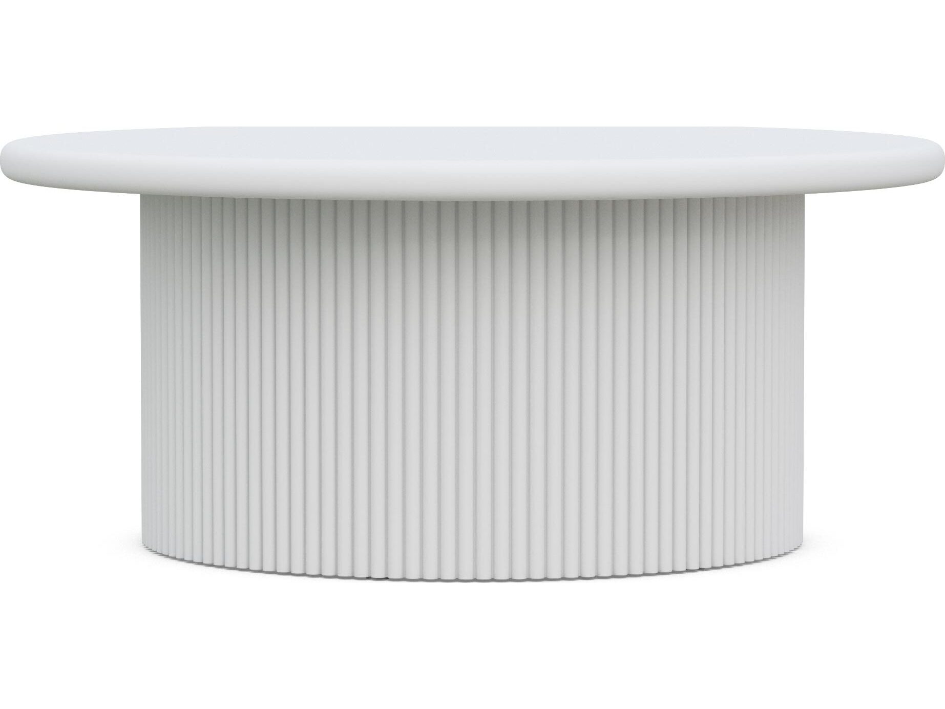Azzurro Living Palma Matte White Aluminum Round Patio Coffee Table