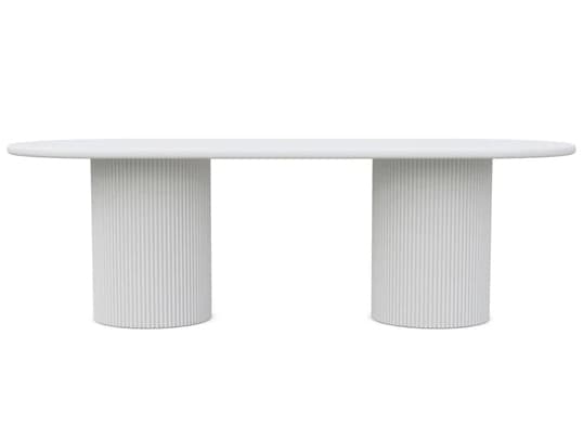 Azzurro Living Palma Matte White Aluminum Oval Outdoor Dining Table