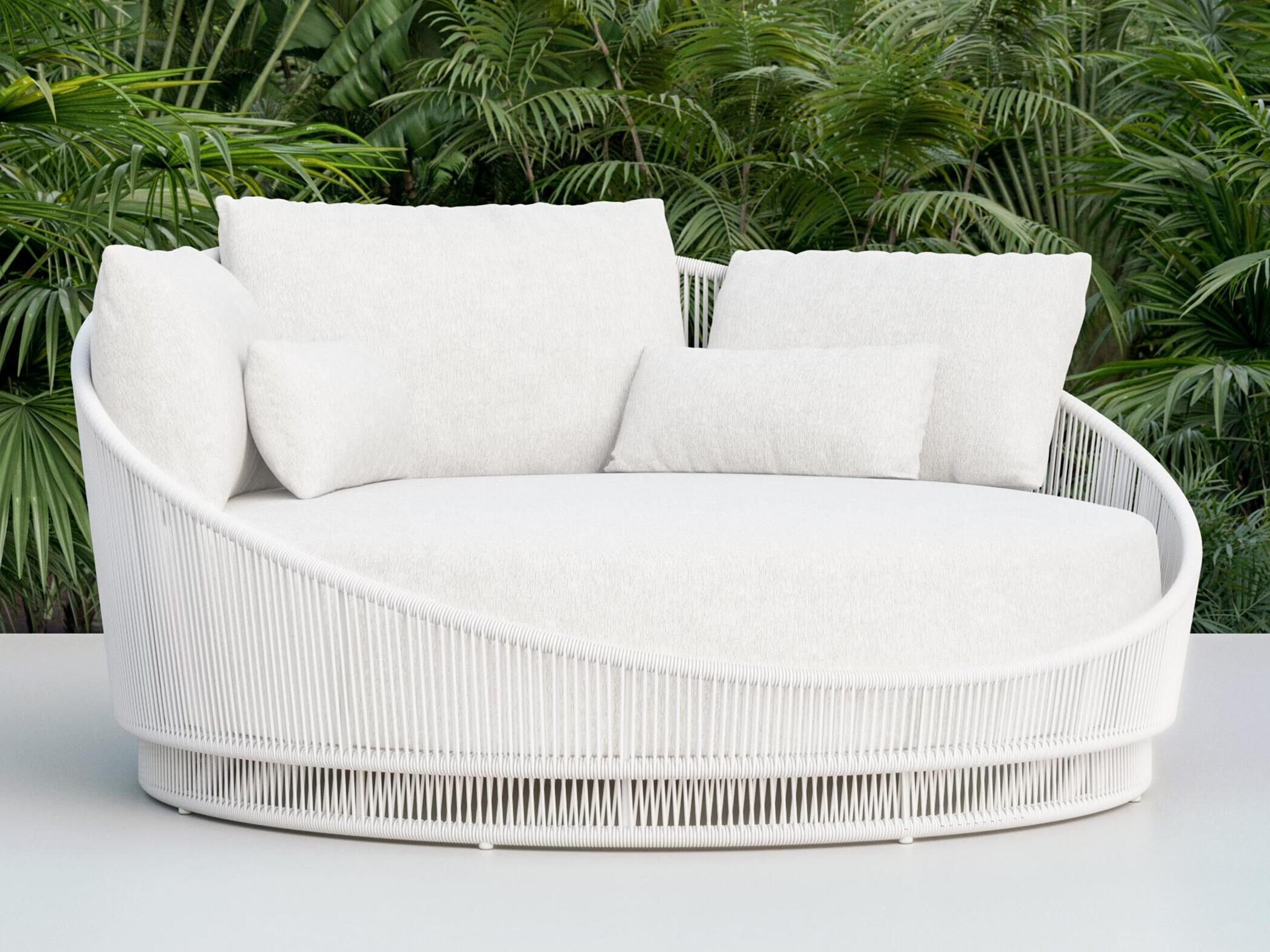 Azzurro Living Palma White Mist All-Weather Rope Day Bed with Cloud Cushion