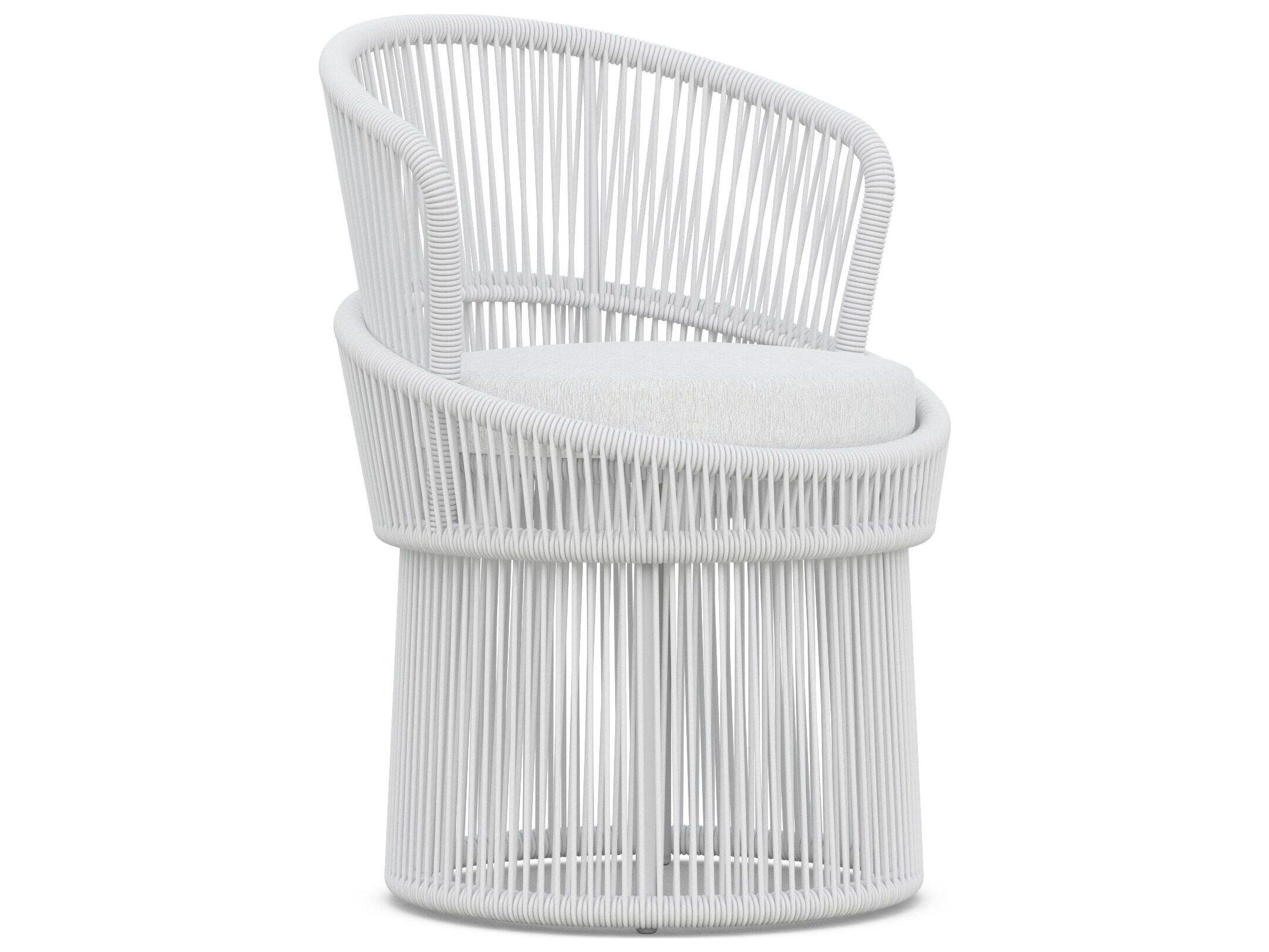 Azzurro Living Palma White Mist All-Weather Rope Swivel Patio Dining Arm Chair with Cloud Cushion