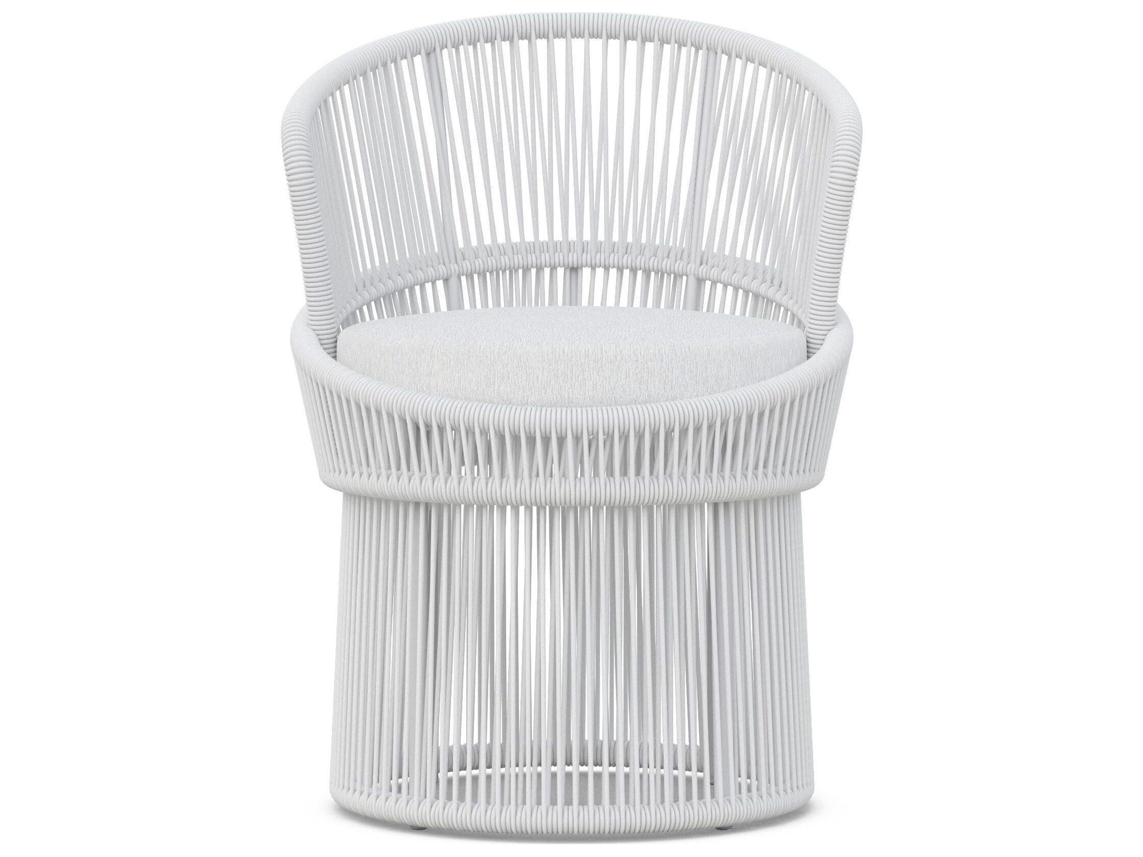 Azzurro Living Palma White Mist All-Weather Rope Swivel Patio Dining Arm Chair with Cloud Cushion