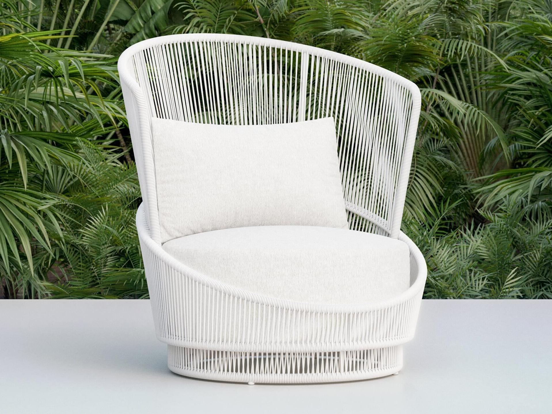 Azzurro Living Palma White Mist All-Weather Rope Outdoor Patio Lounge Chair with Cloud Cushion