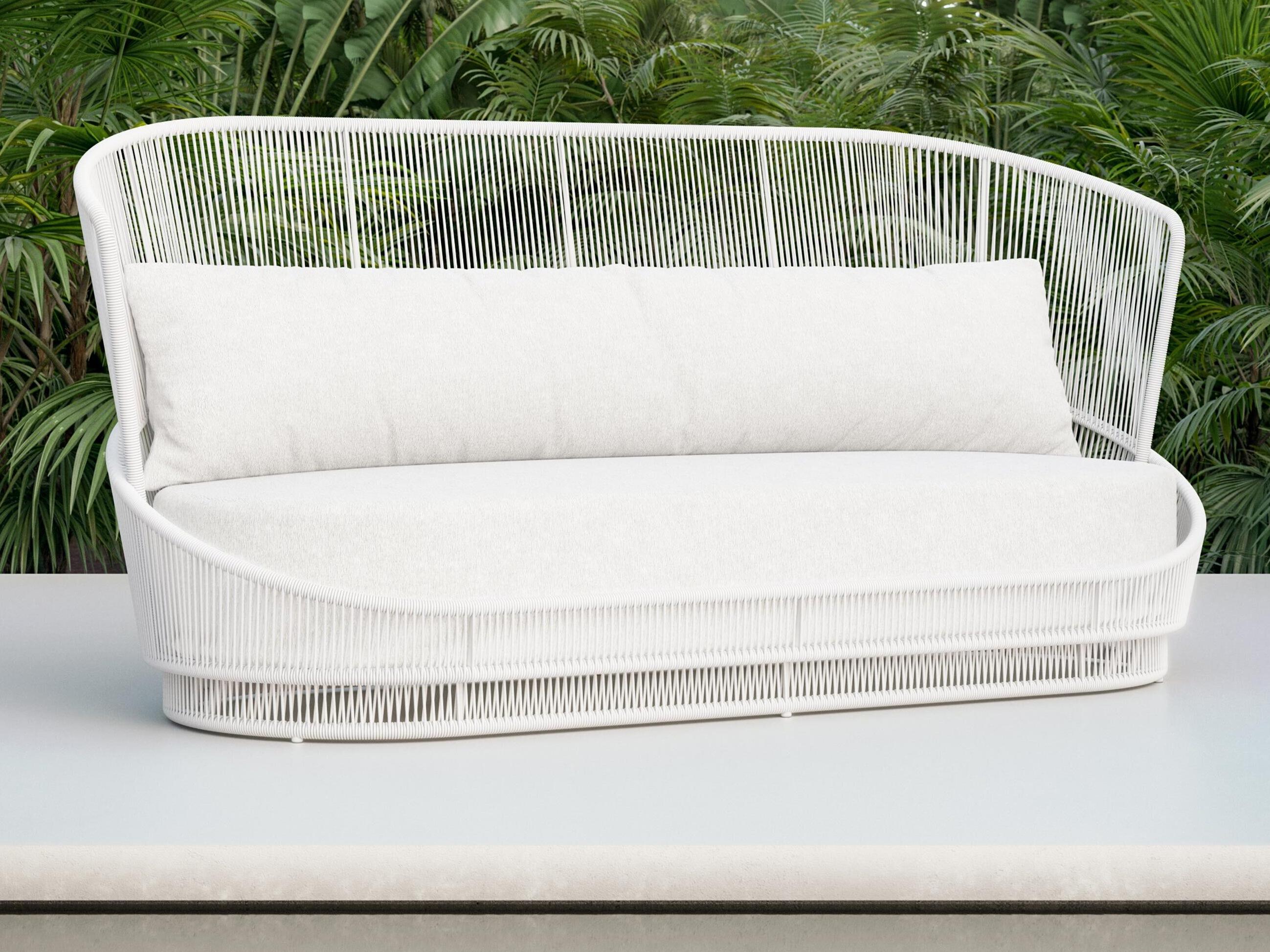Azzurro Living Palma White Mist All-Weather Rope Outdoor Sofa with Cloud Cushion